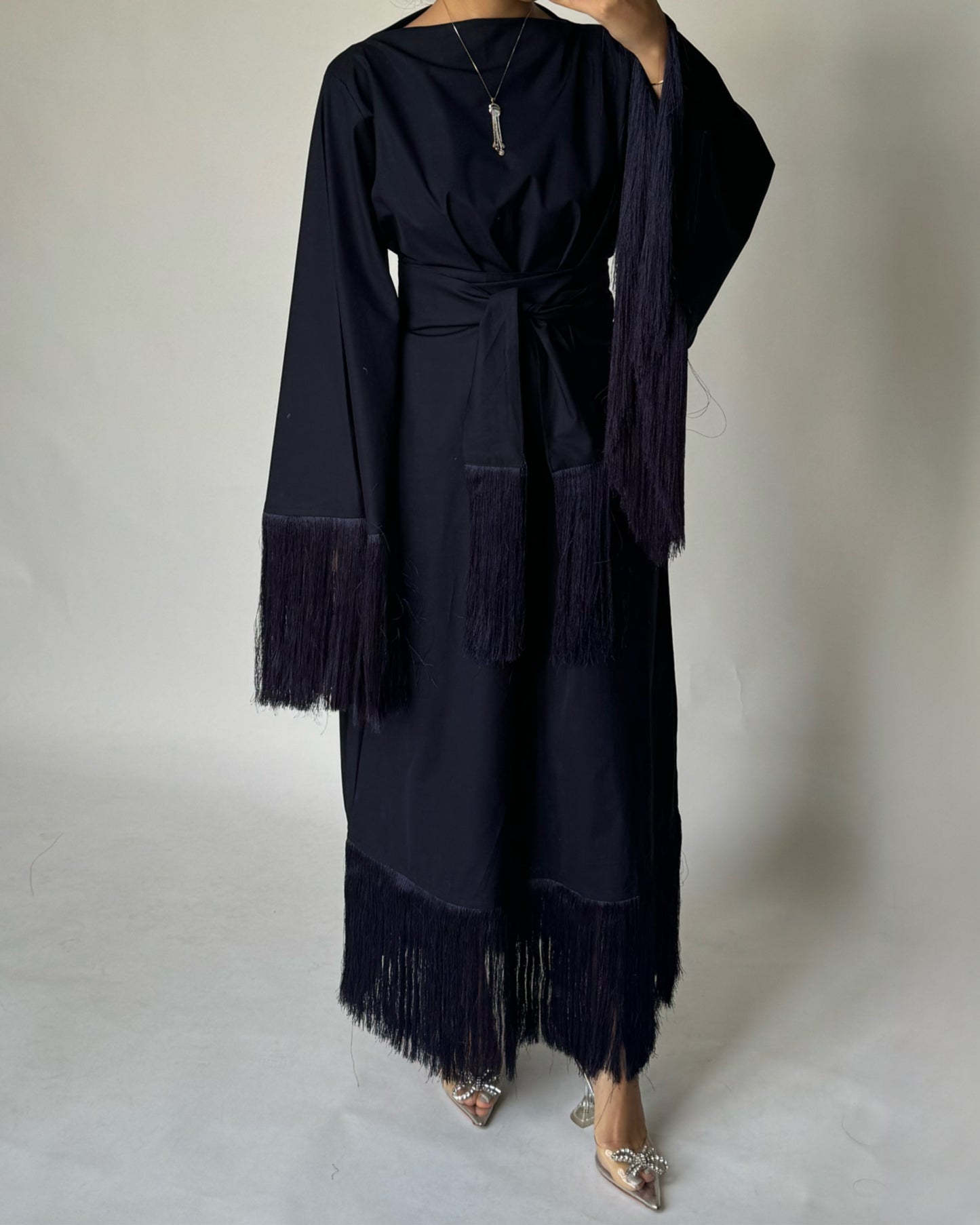 A173 - Navy Blue Tassel Dress