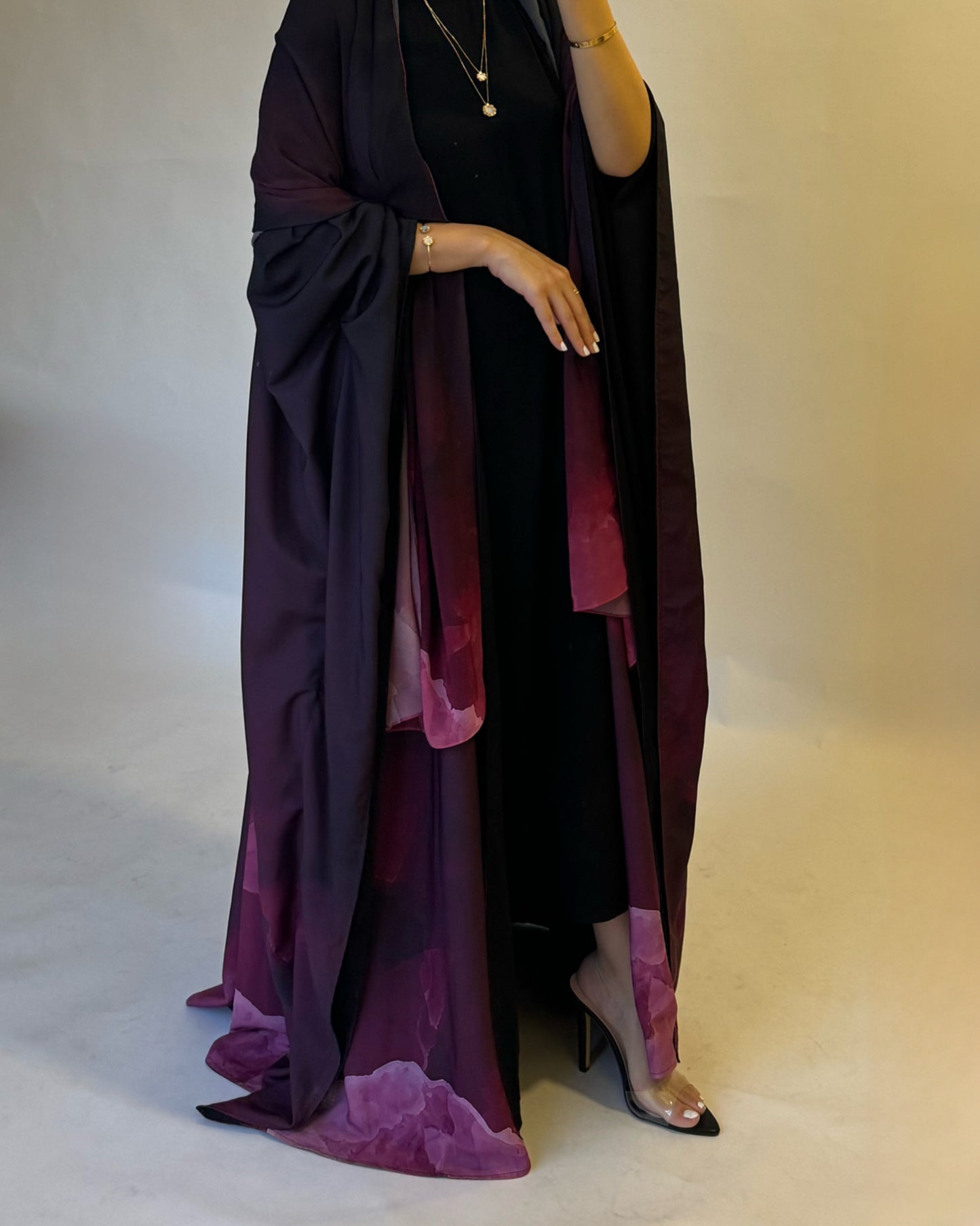 A127 - Pink Gradient Cloud Abaya