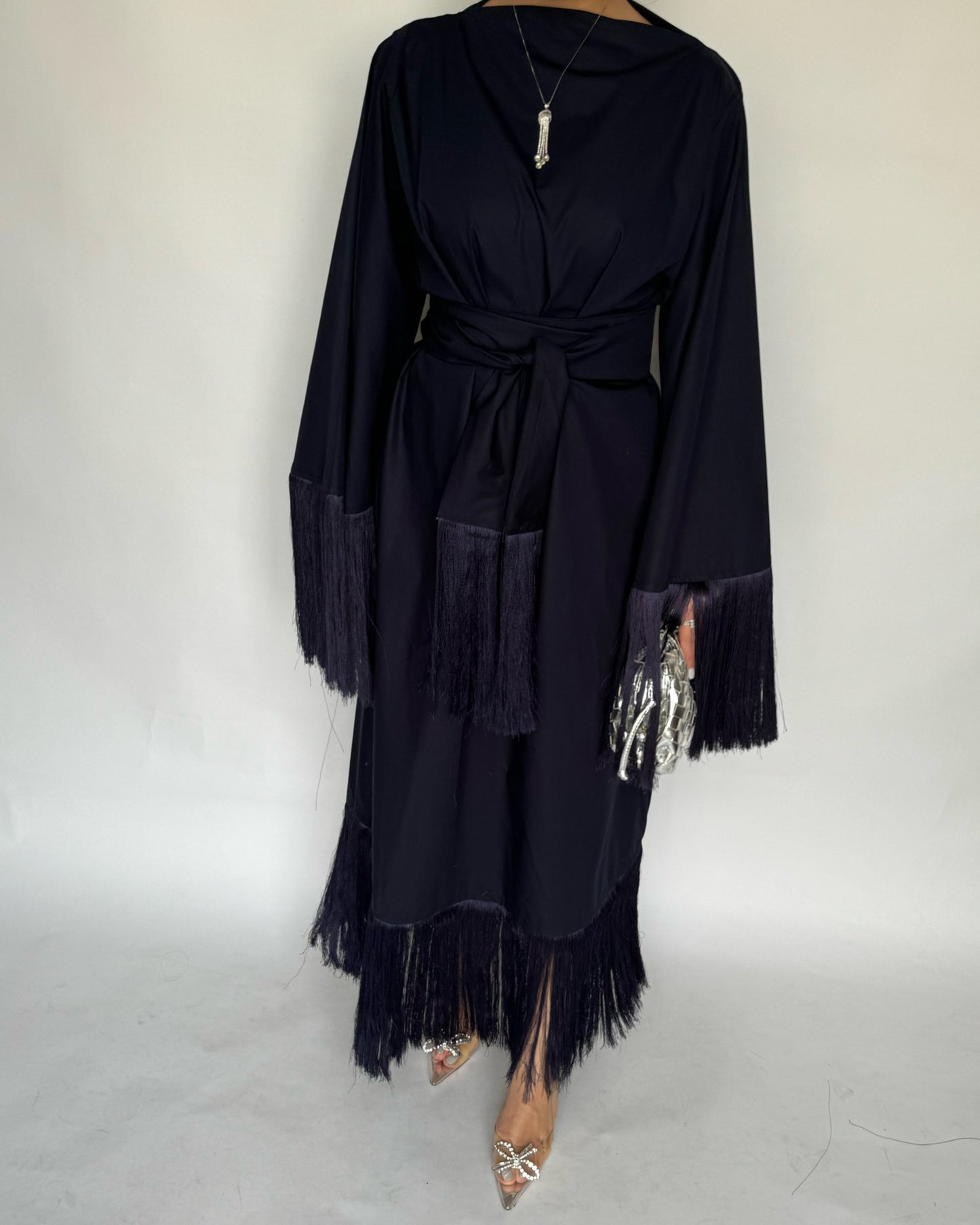 A173 - Navy Blue Tassel Dress