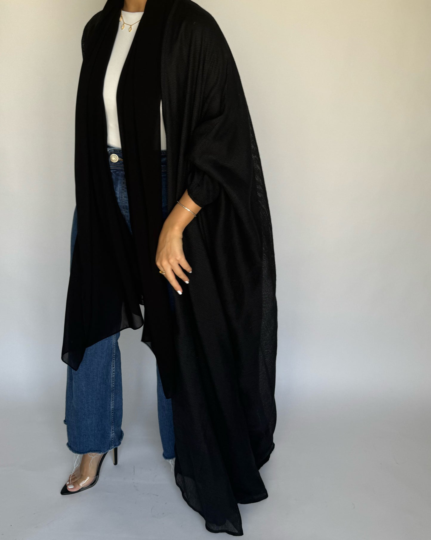 Summer Daily Black Weave Abaya (READY TO SHIP)