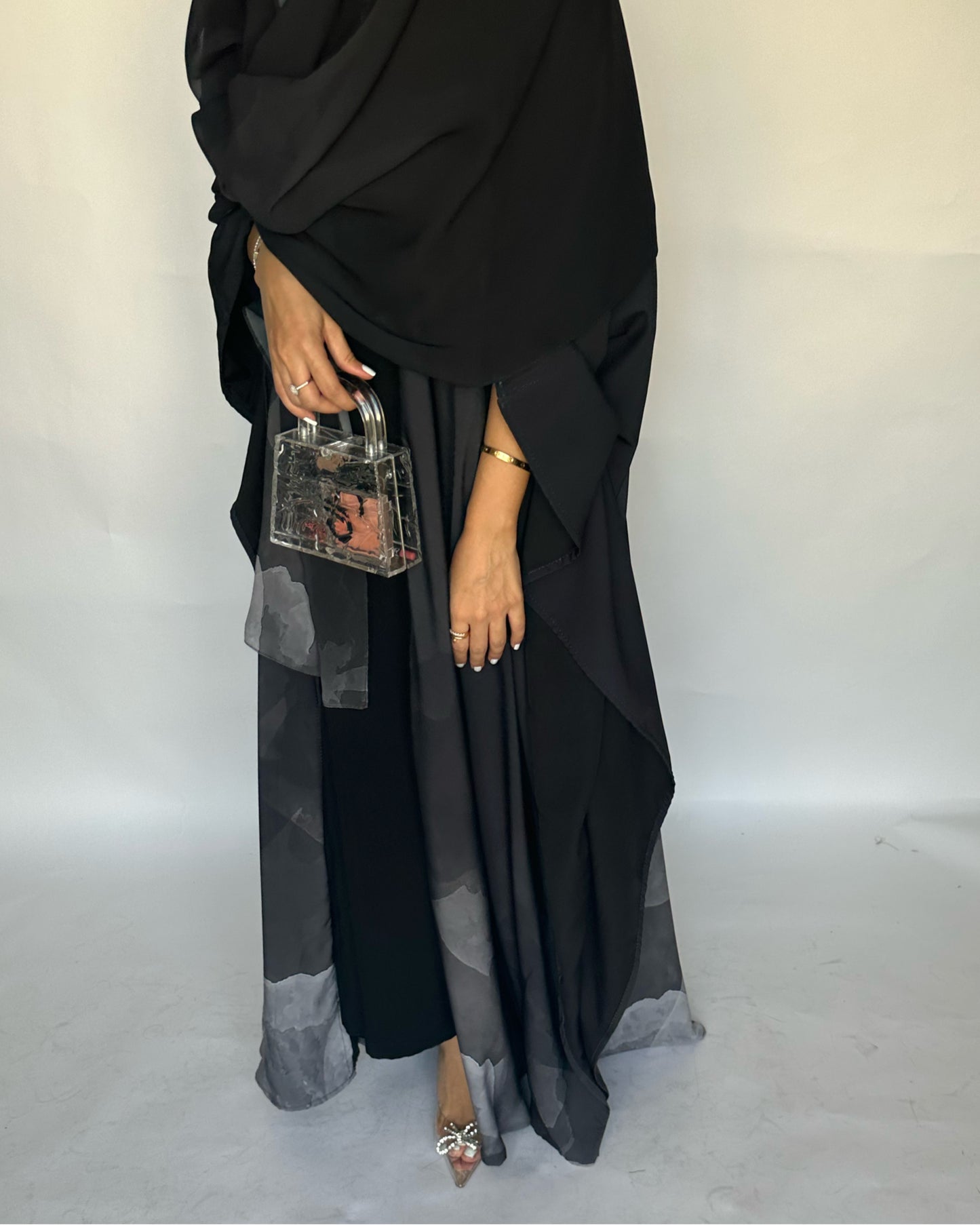 A123 - Gray Gradient Cloud Abaya