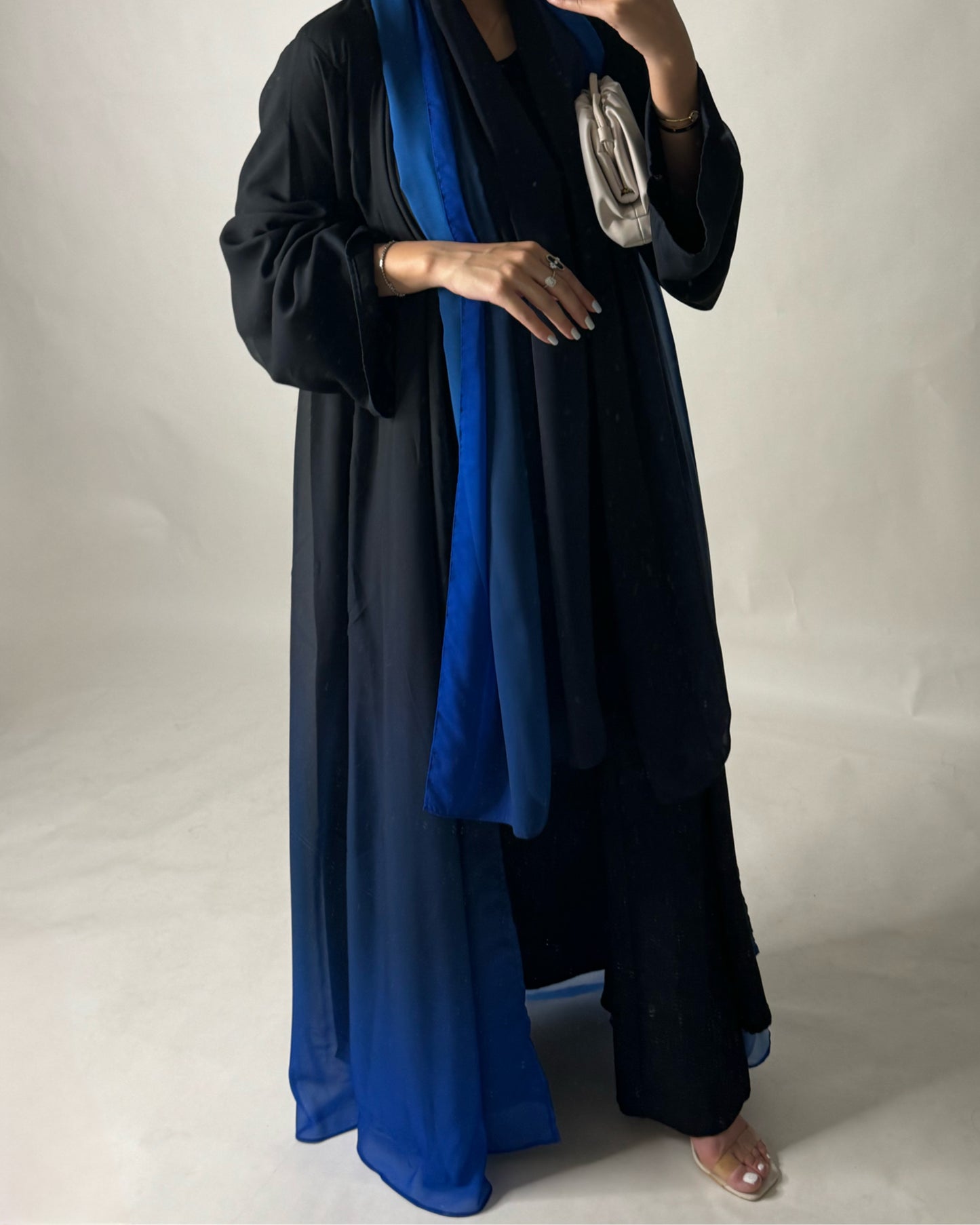 A182 - Black Blue Ombre Flowy Abaya