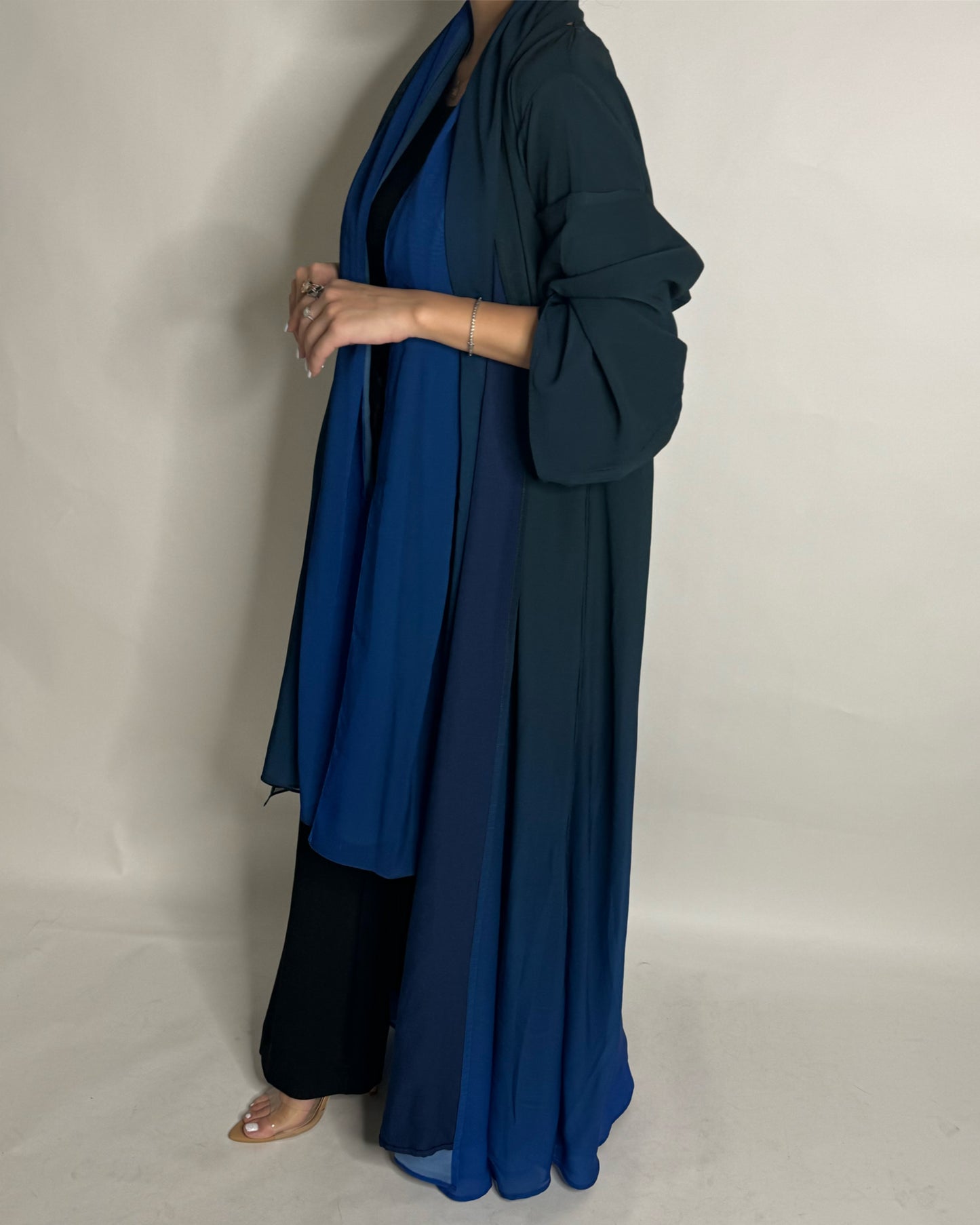 A178 - Green & Blue Ombre Flowy Abaya (READY TO SHIP)