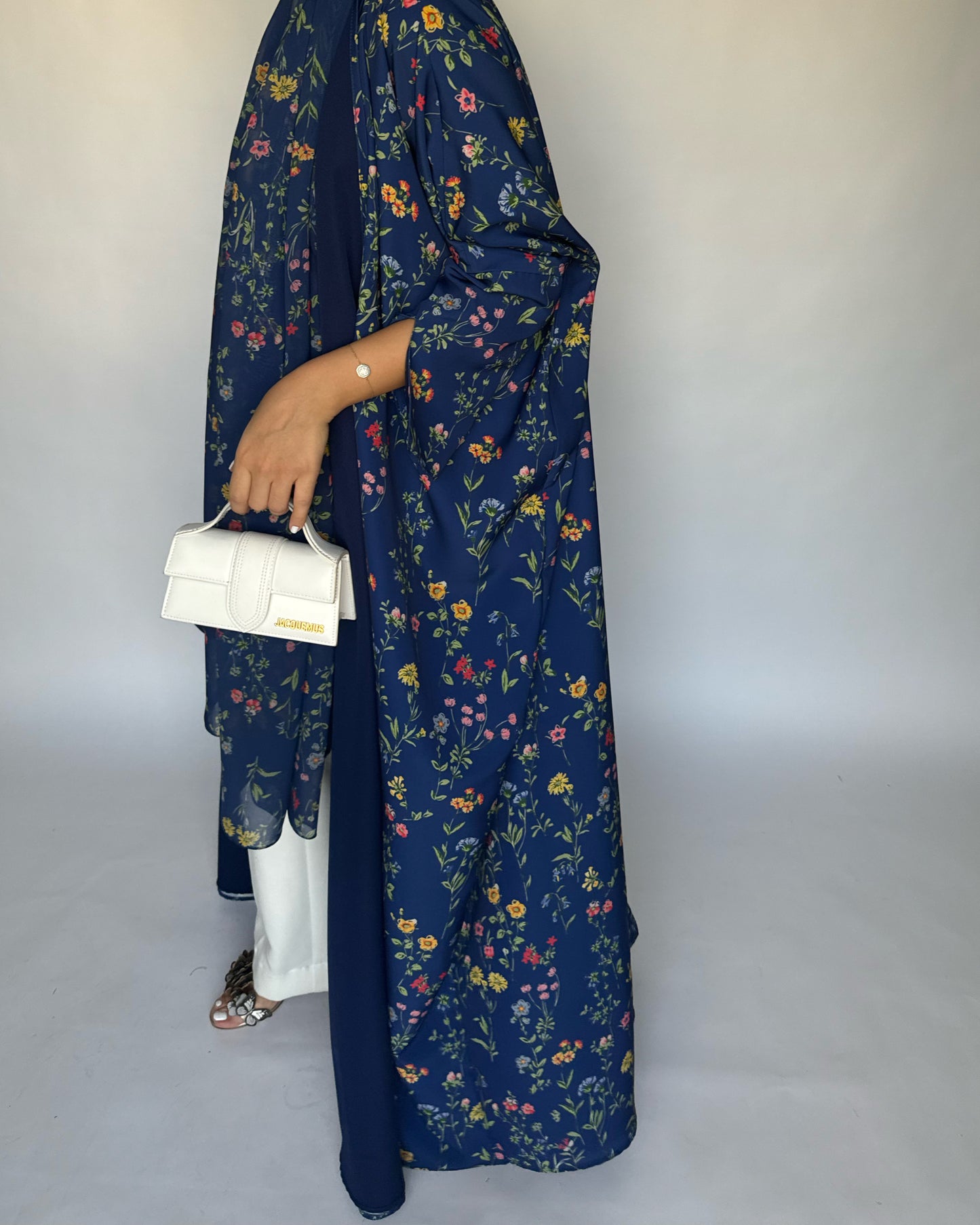 A246 - Blue Summery Flower Abaya