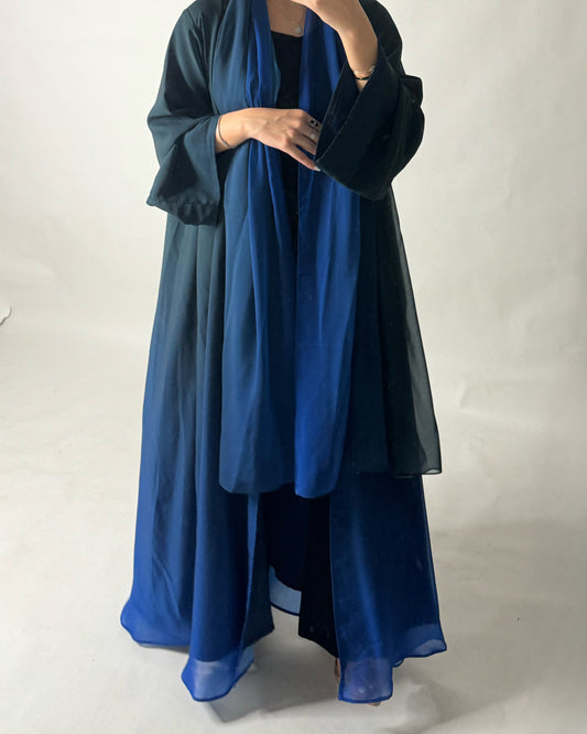 A178 - Green & Blue Ombre Flowy Abaya (READY TO SHIP)