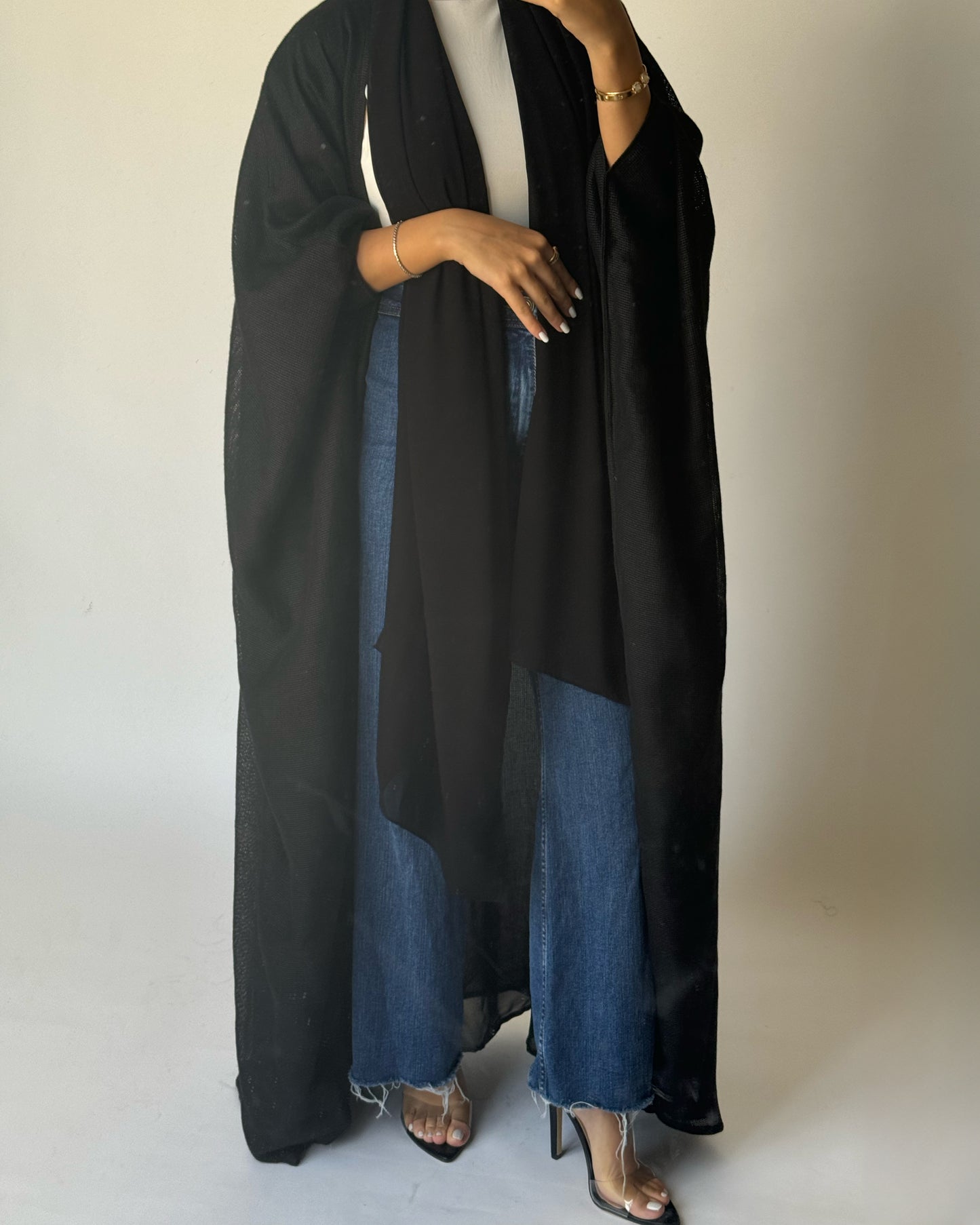 Summer Daily Black Weave Abaya (READY TO SHIP)