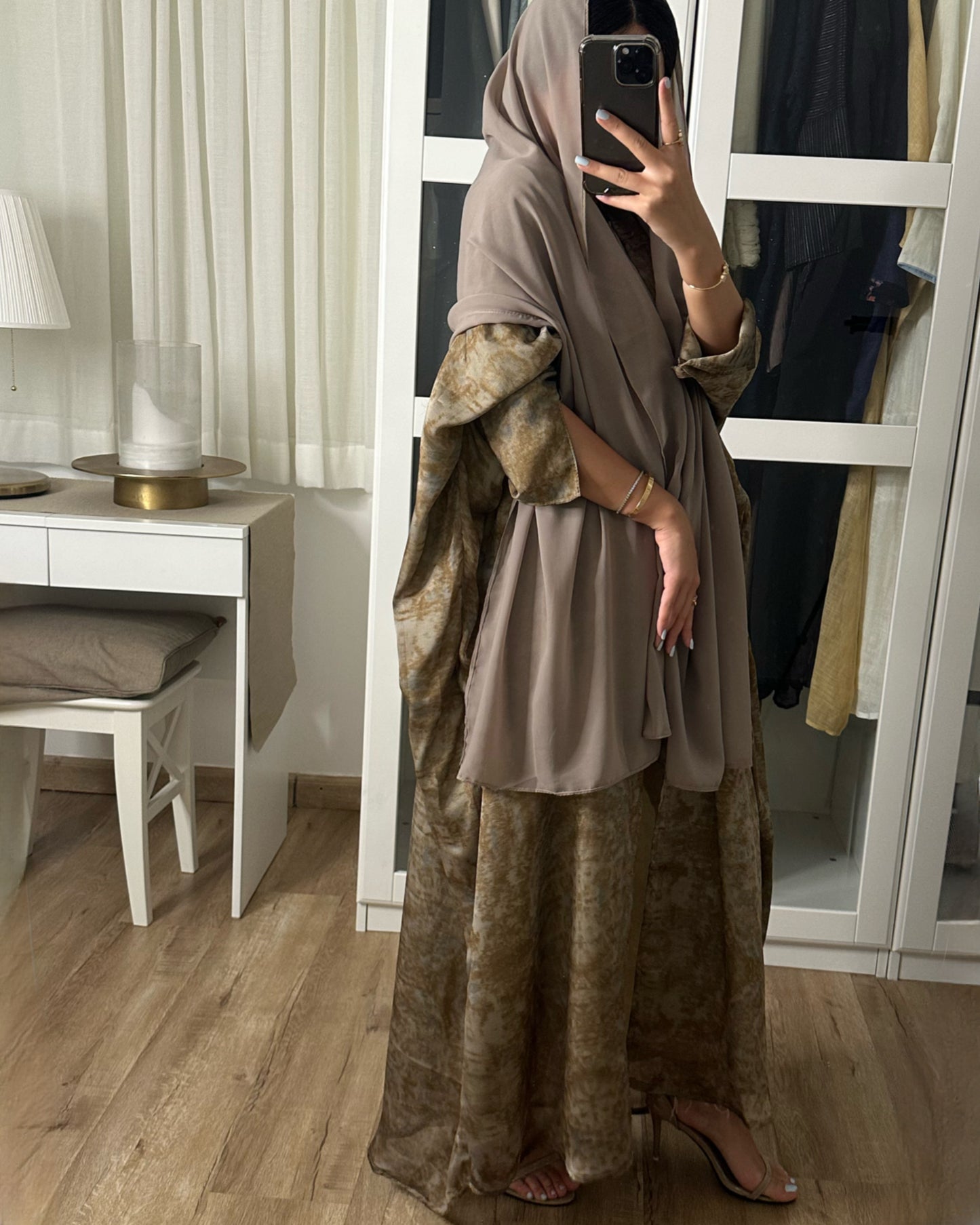 Brown Chiffon Summery Pattern Abaya