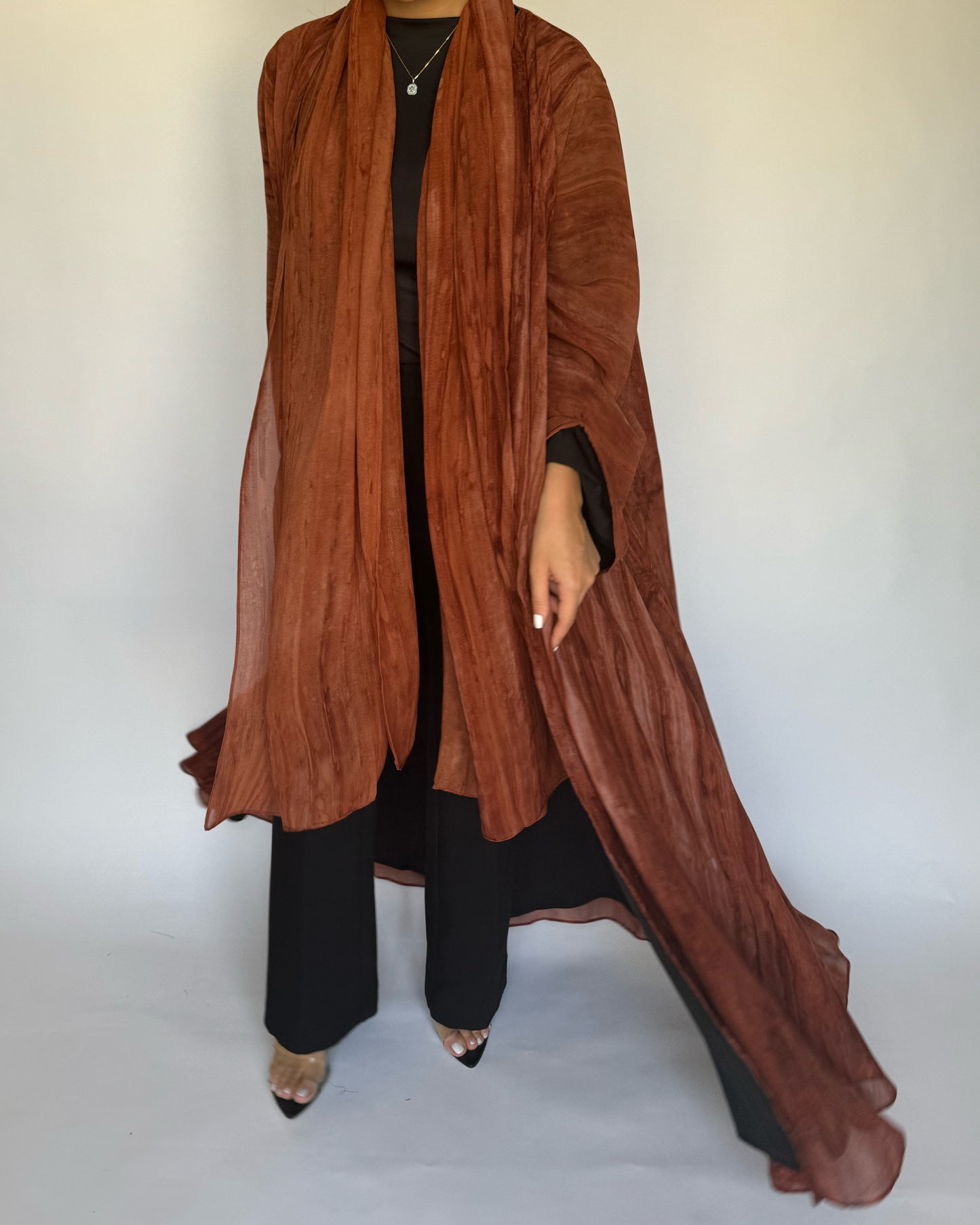 A218 - Burnt Orange Pattern Abaya