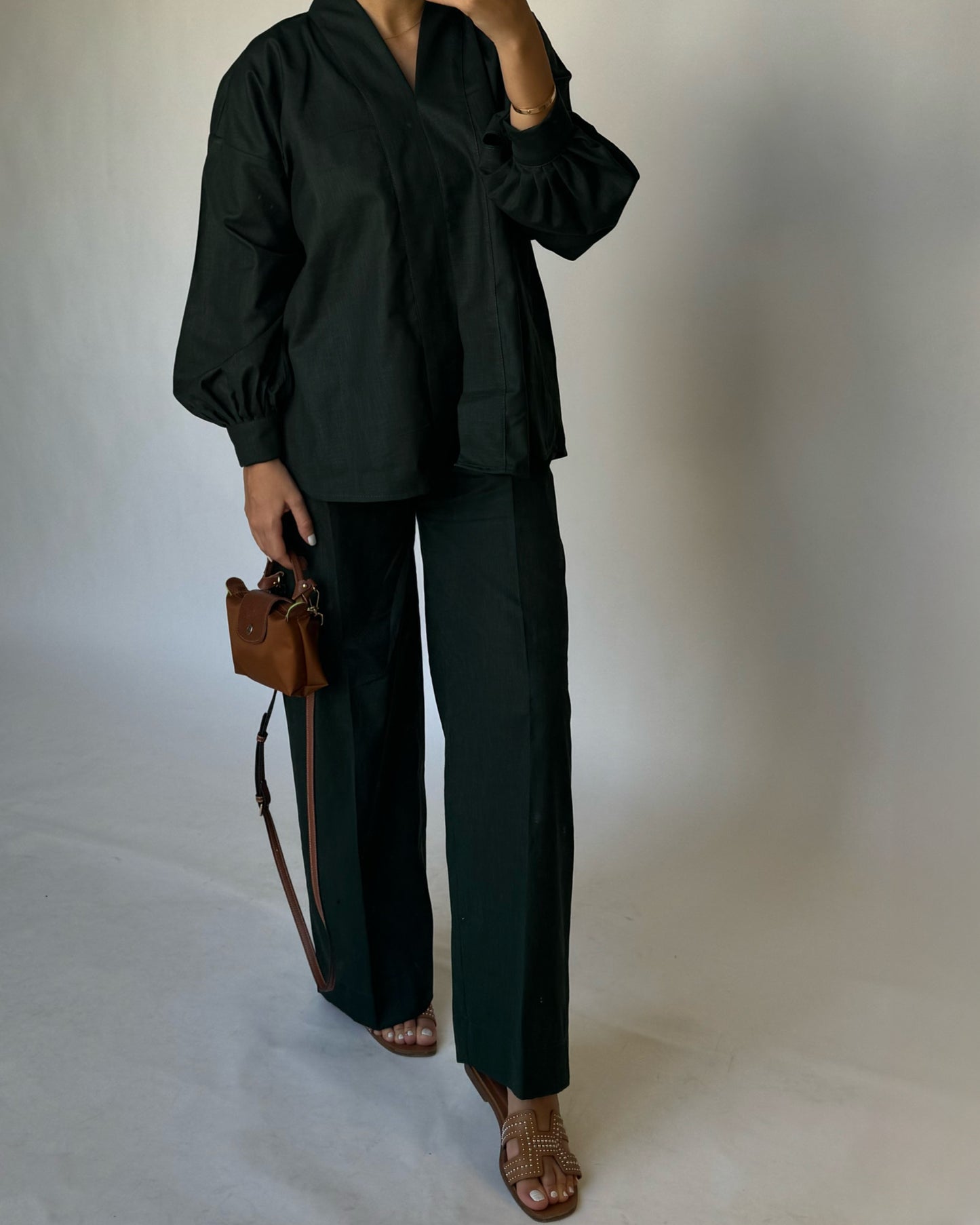 A200 - Dark Green Summer Linen Set