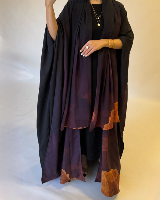 A128 - Purple - Burnt Orange Gradient Cloud Abaya