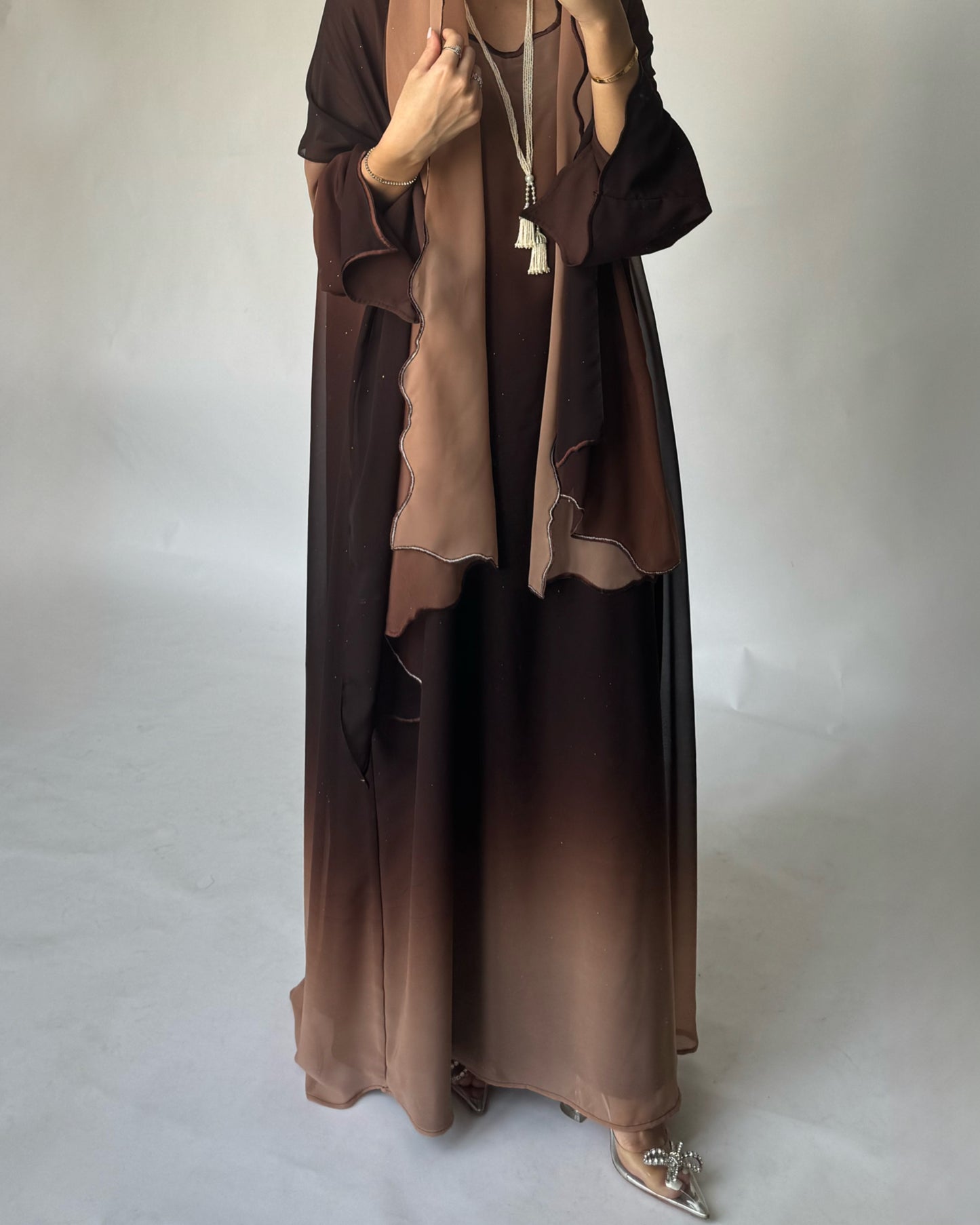 A162 - Brown Ombre Sparkly Jalabiya