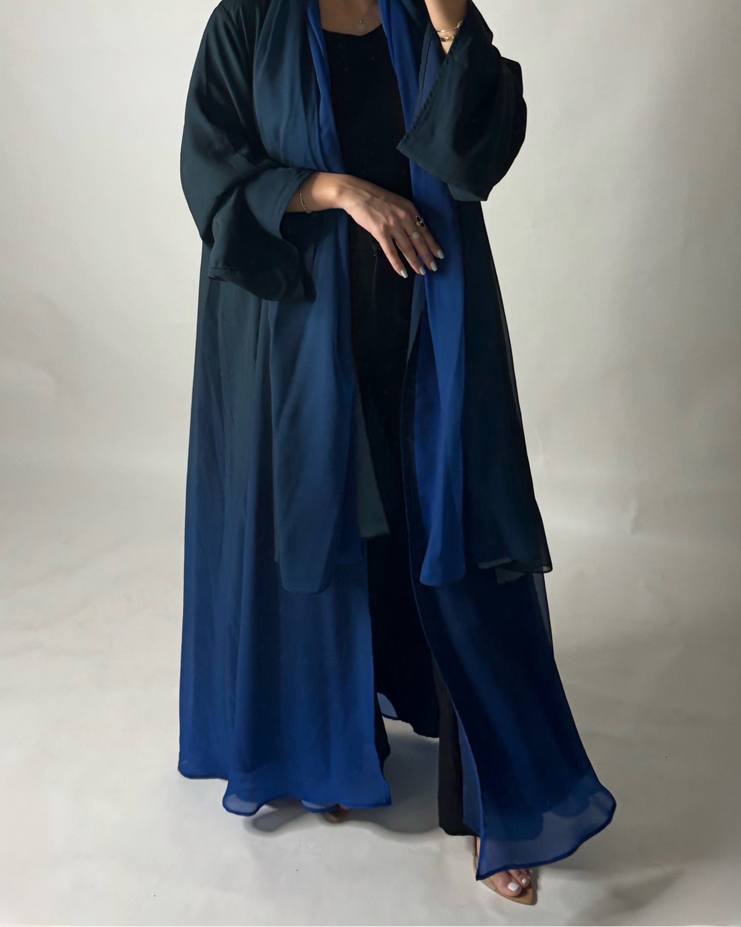 A178 - Green & Blue Ombre Flowy Abaya (READY TO SHIP)