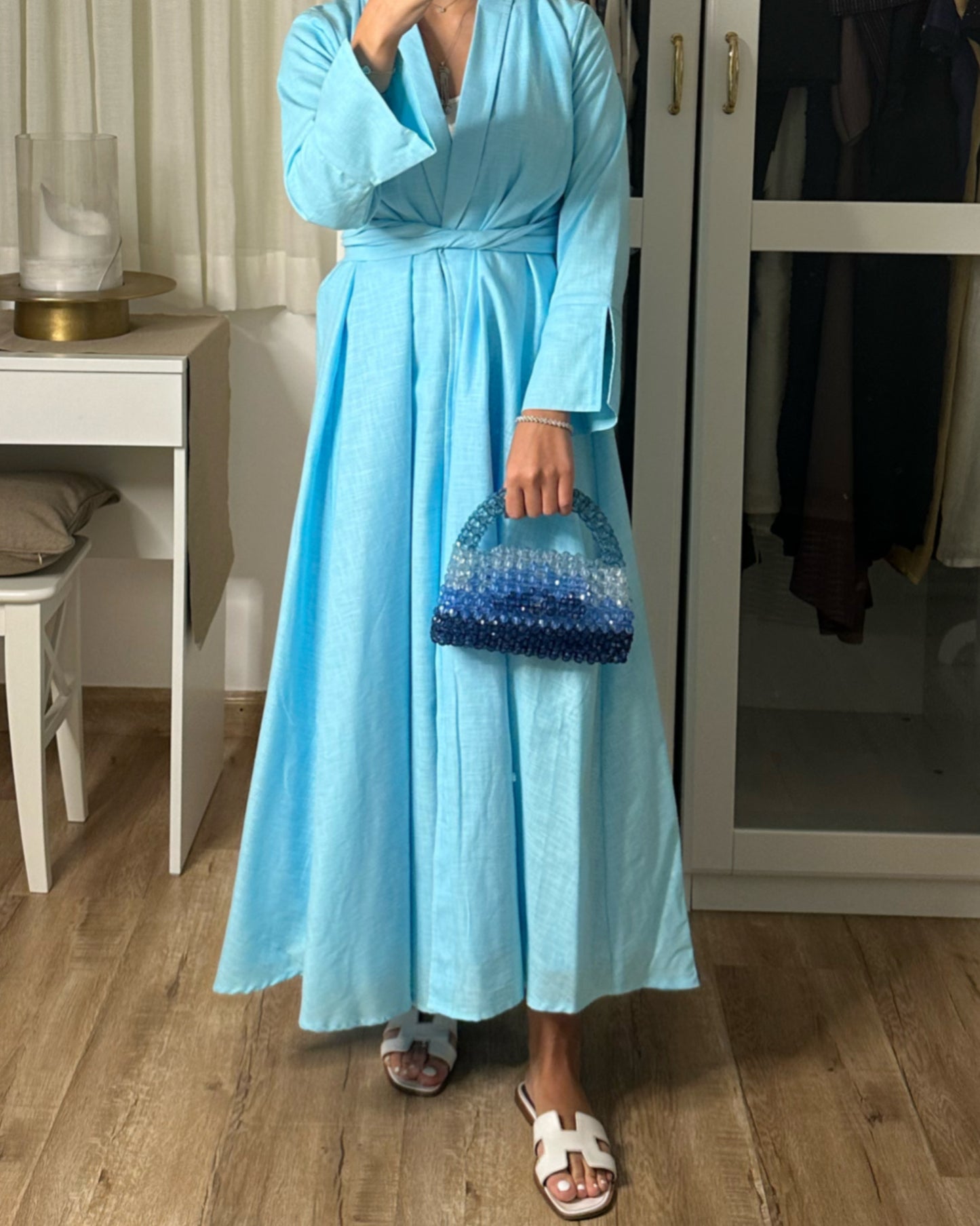 A093 - Blue Linen Summer Dress