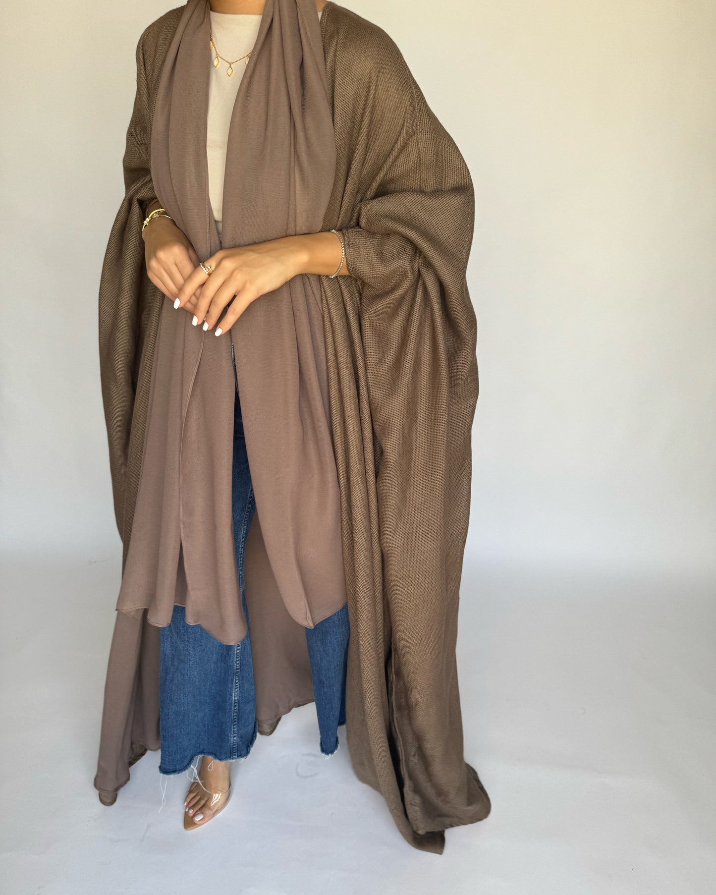 Summer Daily Brown Weave Abaya (READY TO SHIP)