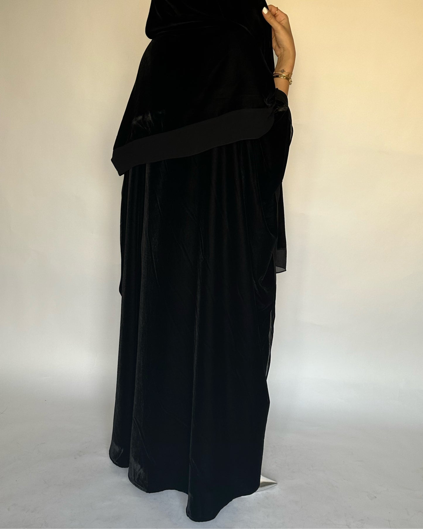 A140 - Black Winter Velvet Abaya & Head Scarf