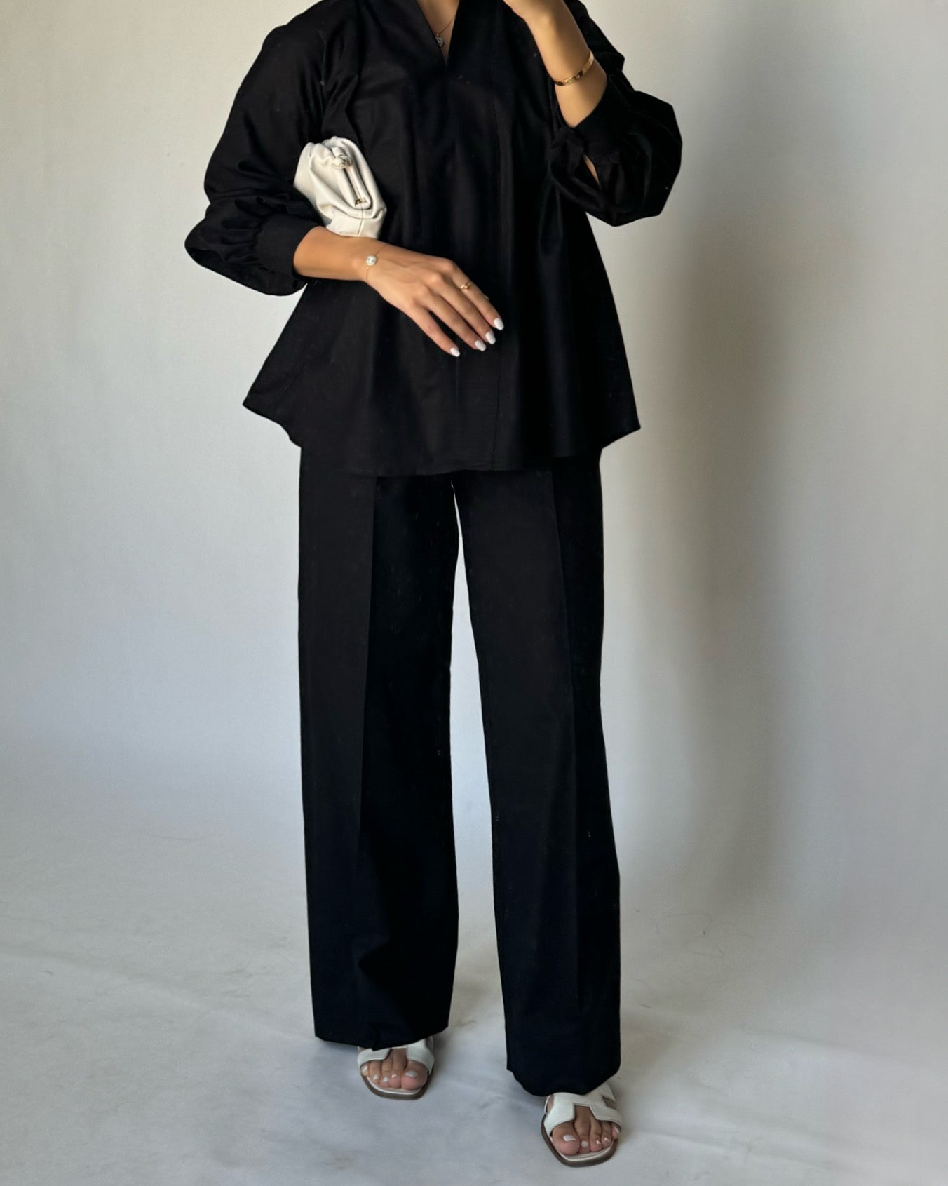 A196 - Black Summer Linen Set