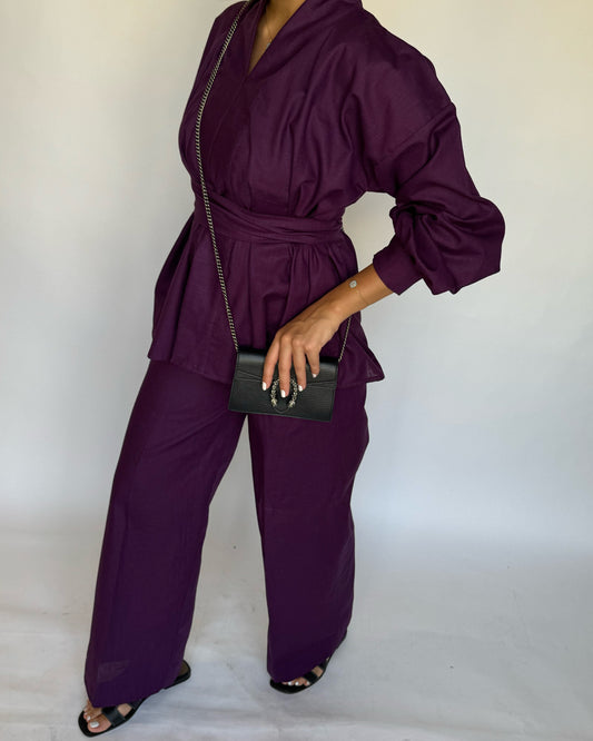 Purple Summer Linen Set (READY TO SHIP)