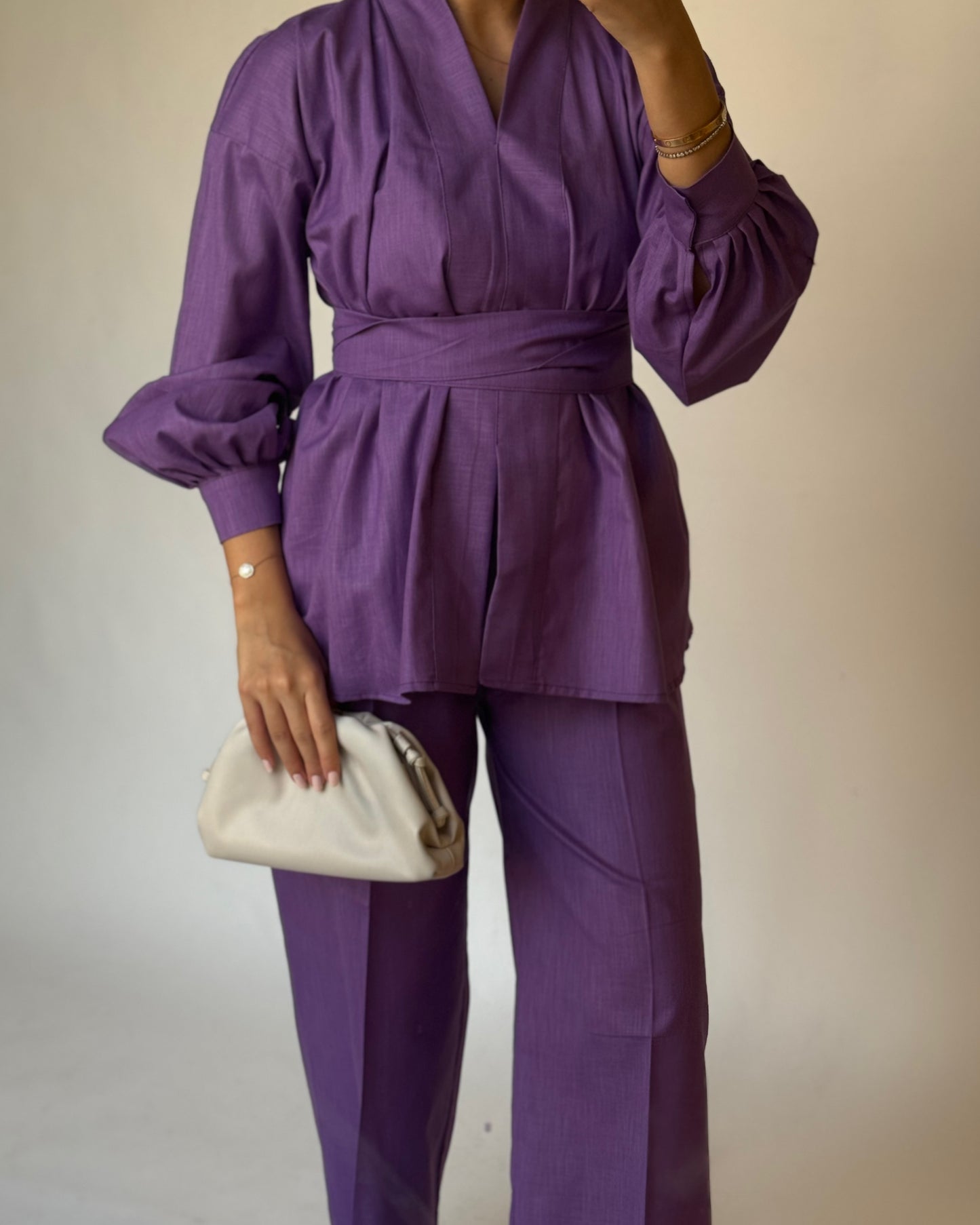 A204 - Purple Summer Linen Set