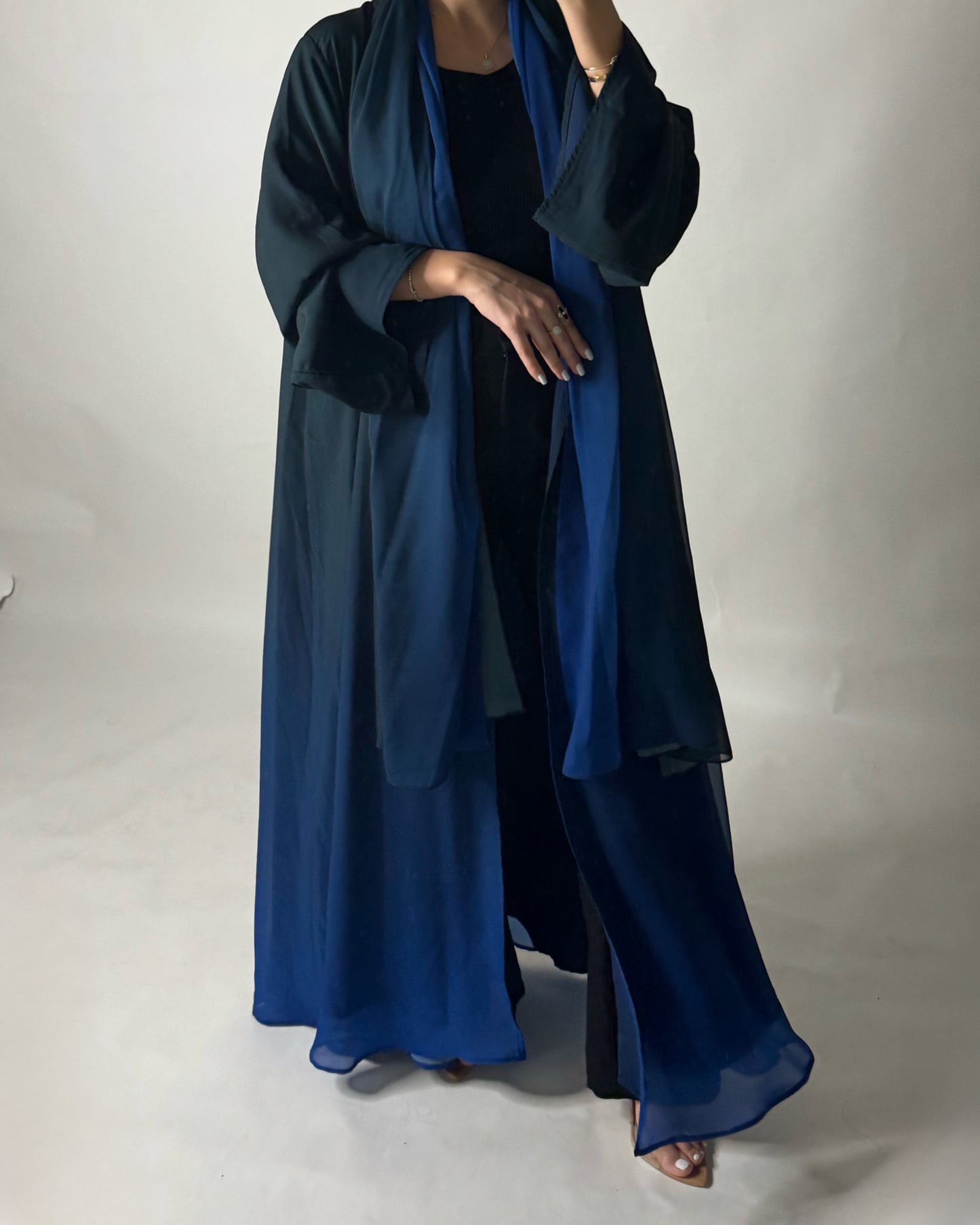 A178 - Green & Blue Ombre Flowy Abaya (READY TO SHIP)