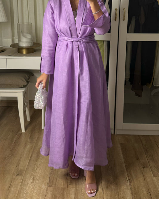 Purple Linen Summer Dress (READY TO SHIP)