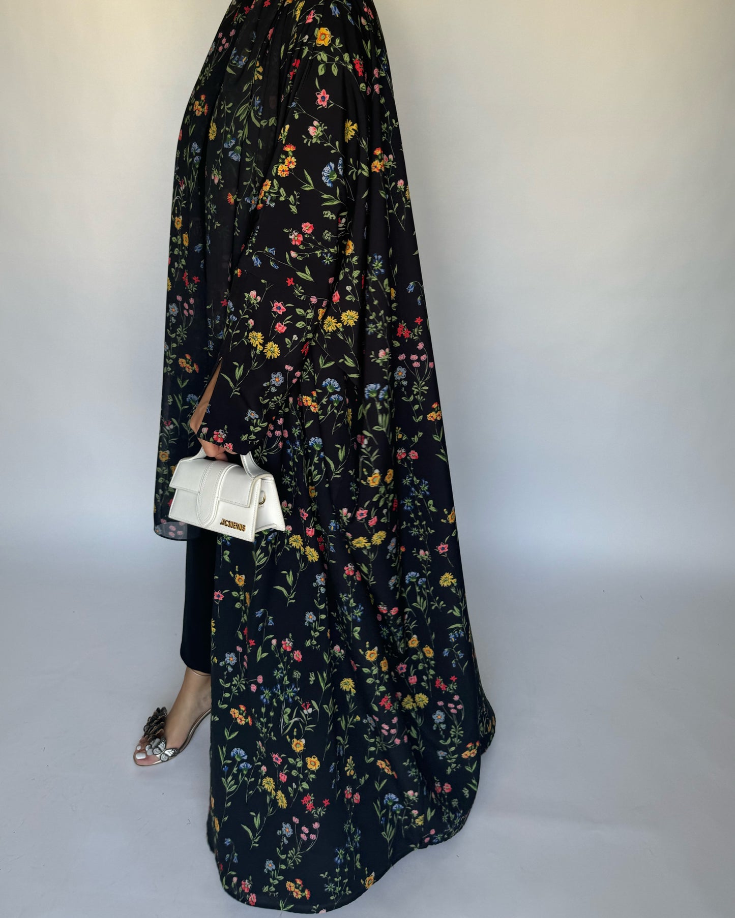 A243 - Black Summery Flower Abaya