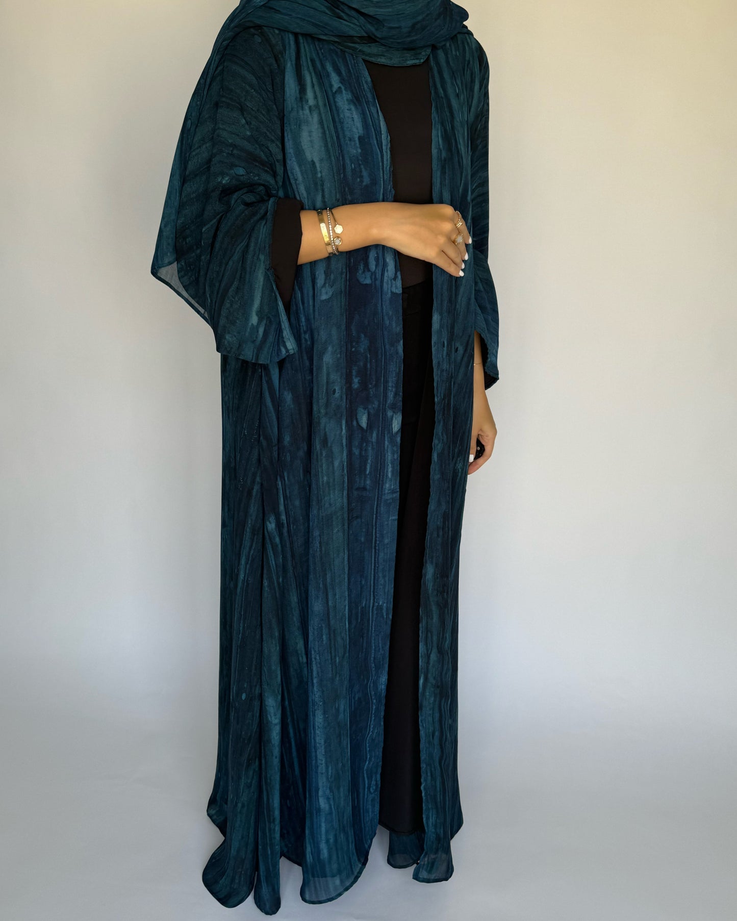 Blue Pattern Abaya (READY TO SHIP)