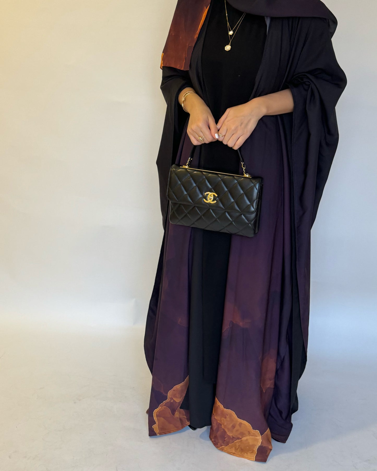 A128 - Purple - Burnt Orange Gradient Cloud Abaya