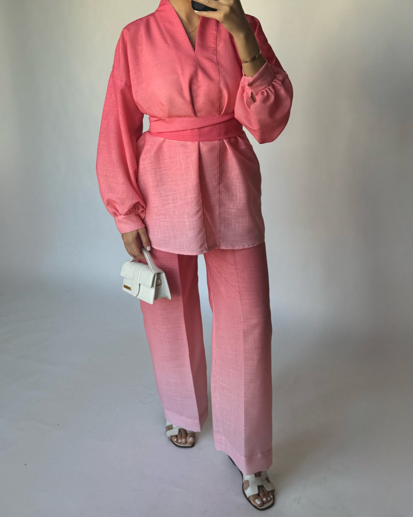 A242 - Ombre Pink Summer Linen Set