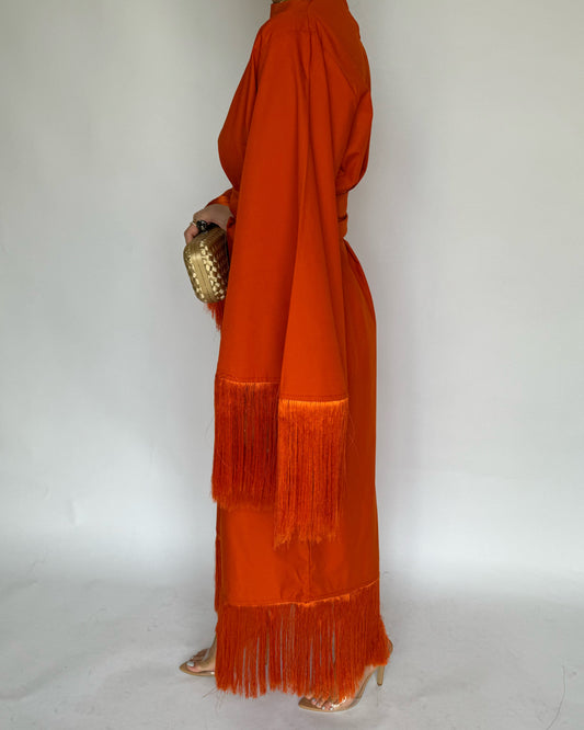 A168 - Orange Tassel Dress