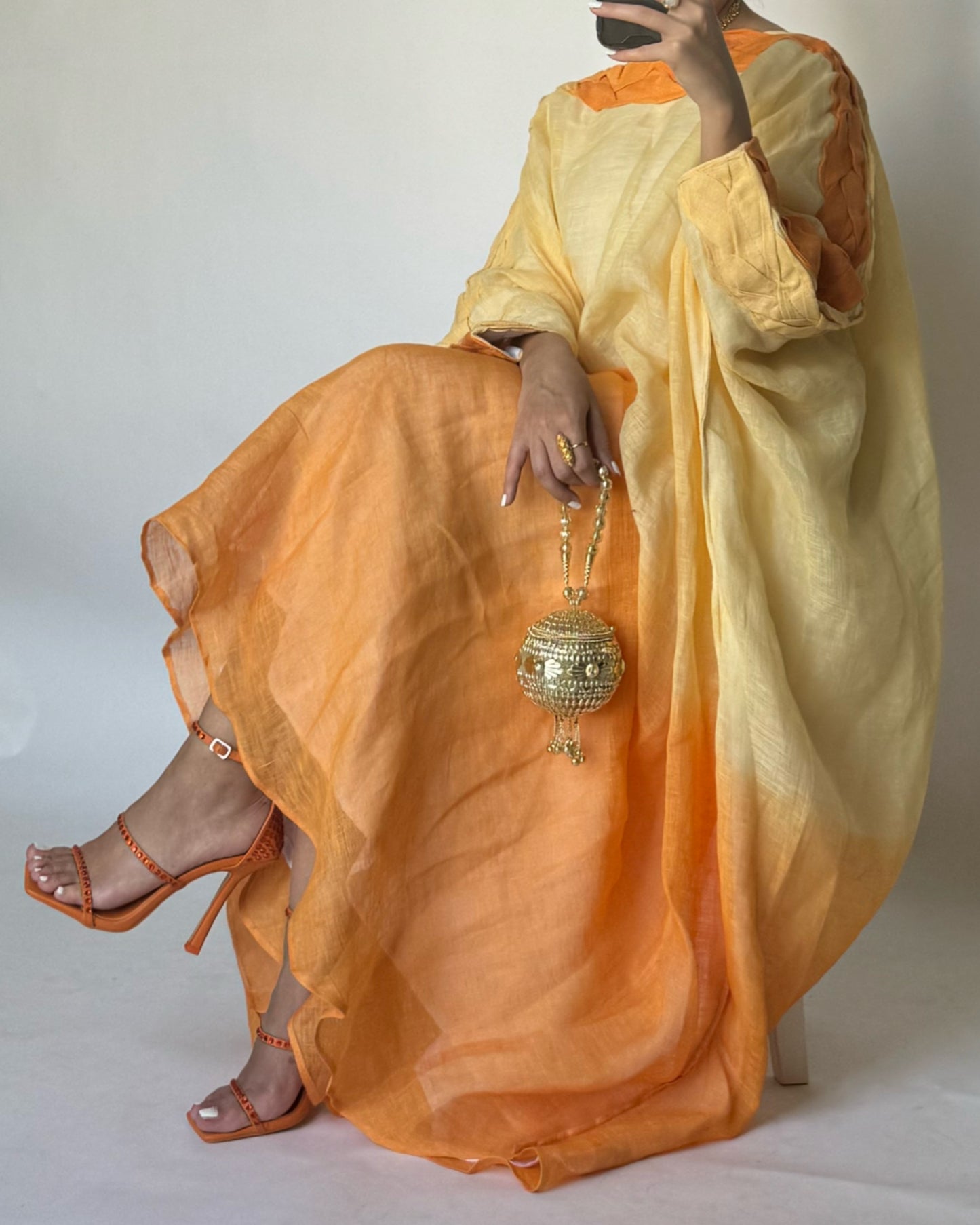 A152 - Orange Ombre Braided Jalabiya