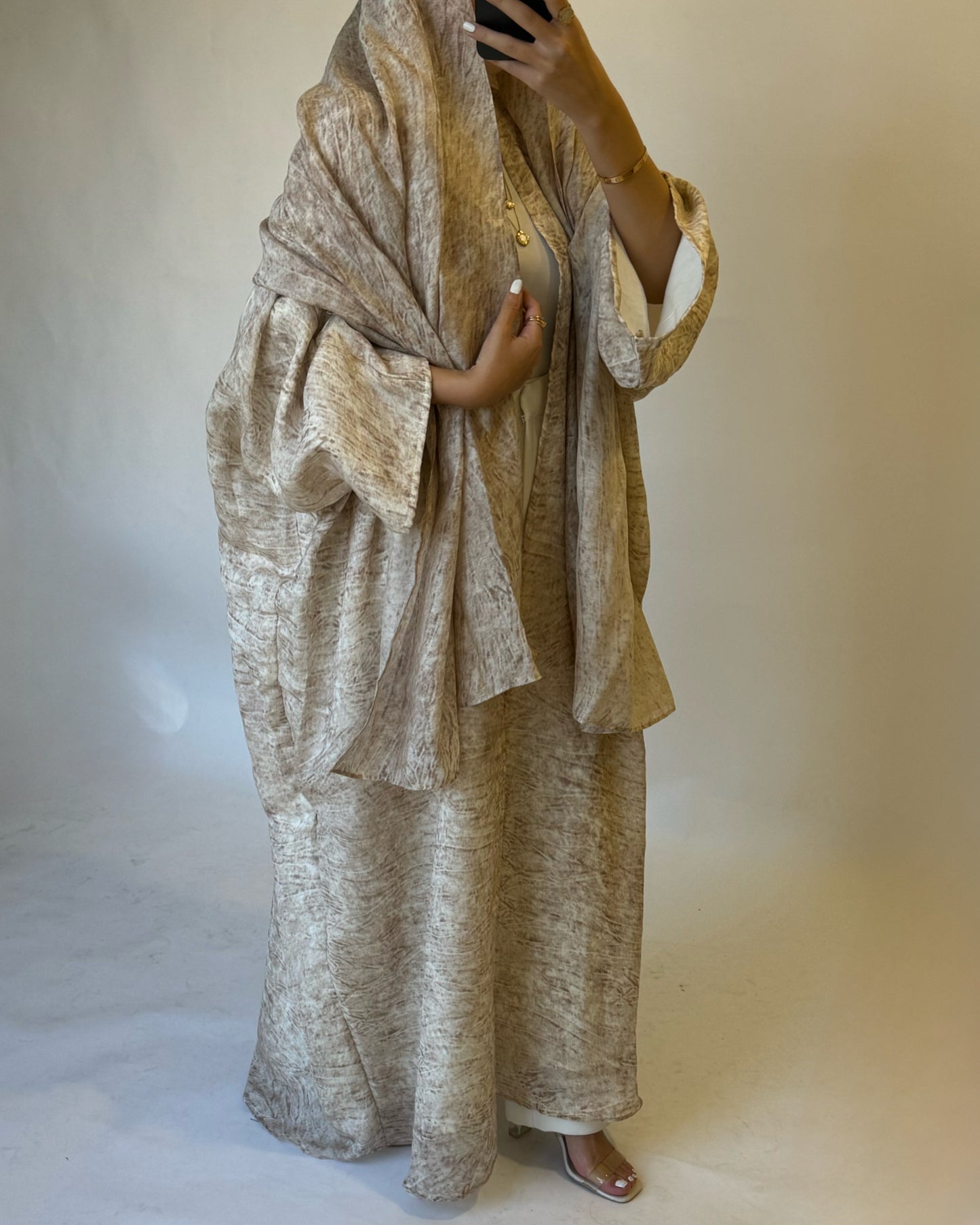 Light Brown Pattern Abaya (READY TO SHIP)