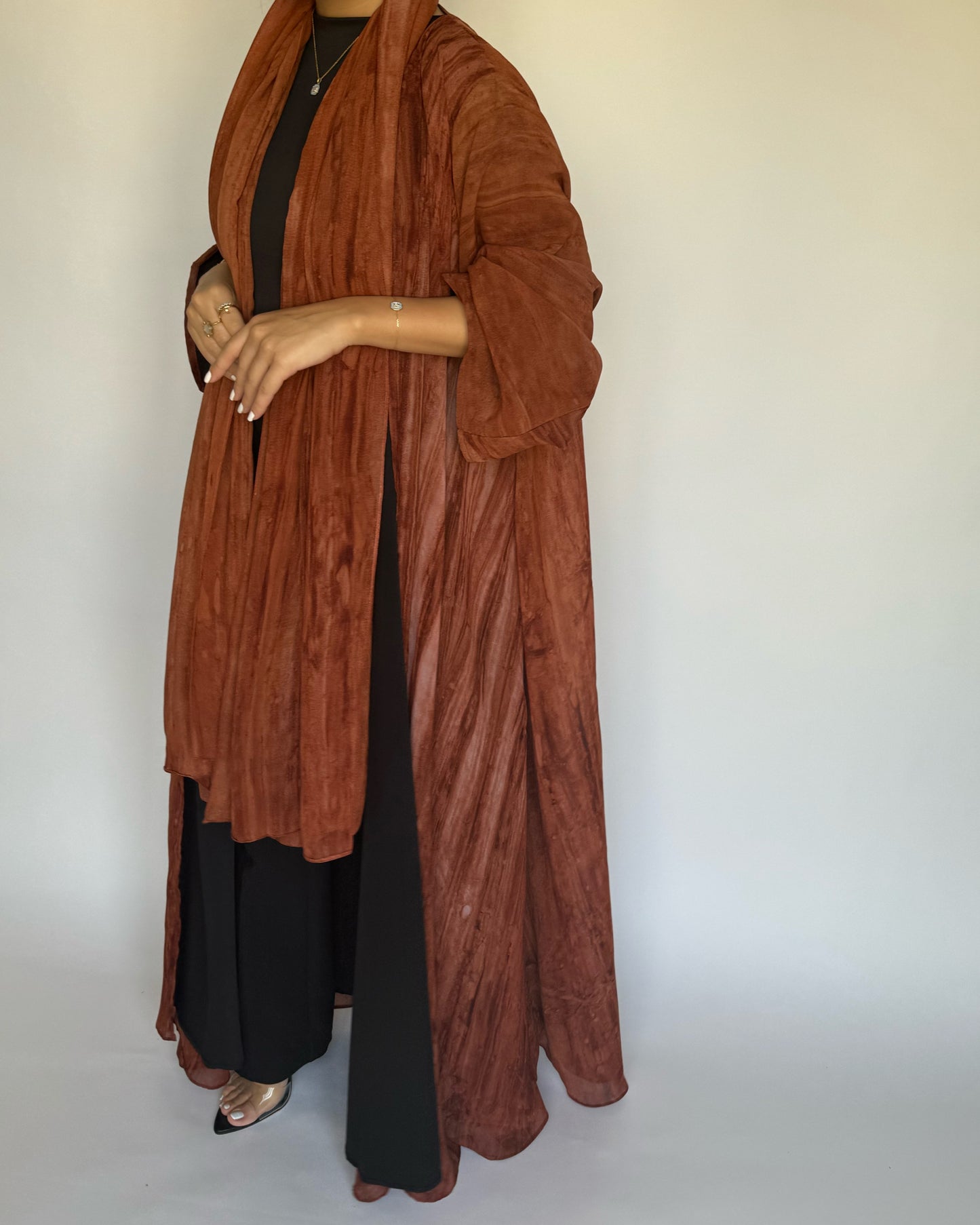 A218 - Burnt Orange Pattern Abaya