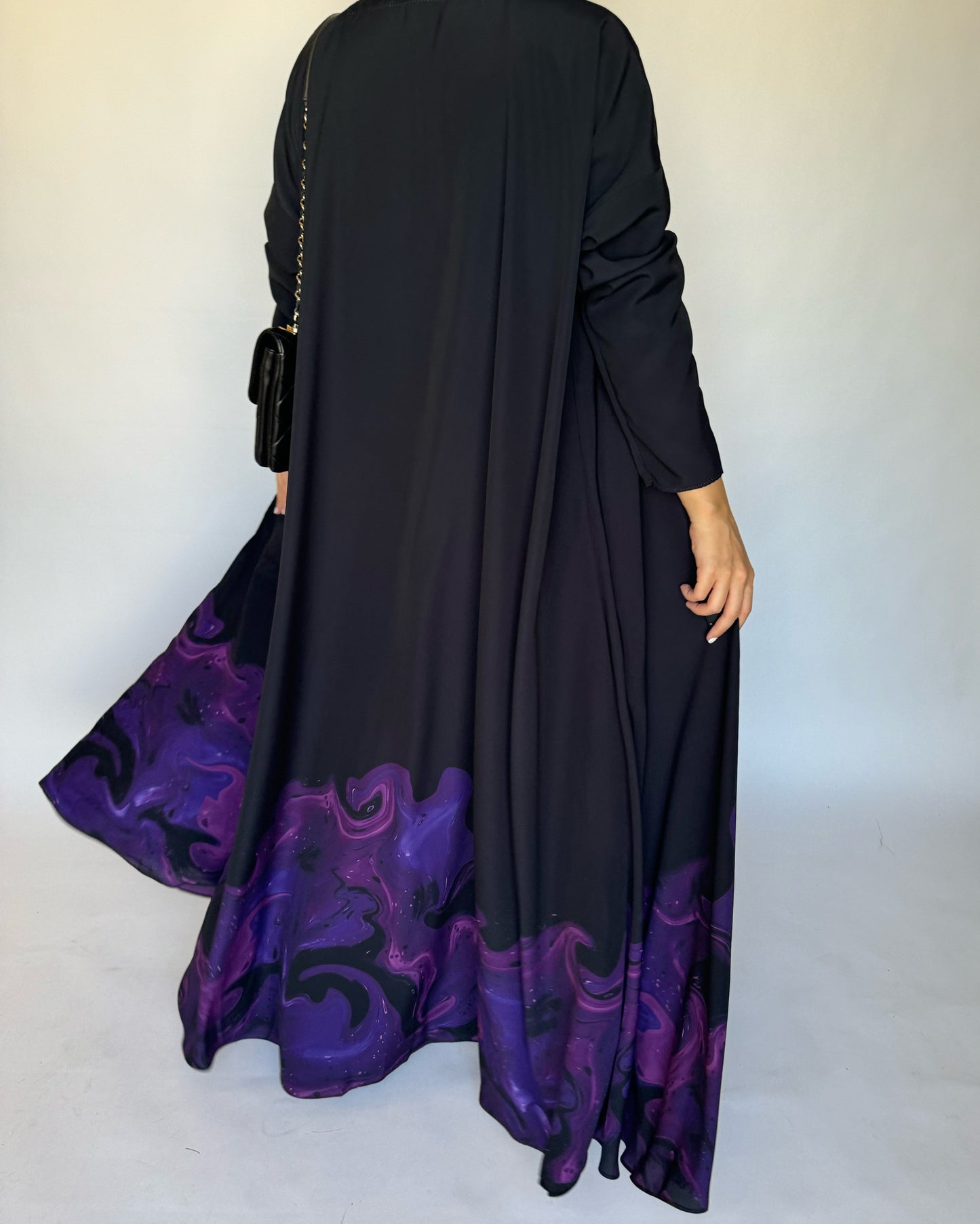 A229 - Black & Royal Purple Sea Abaya