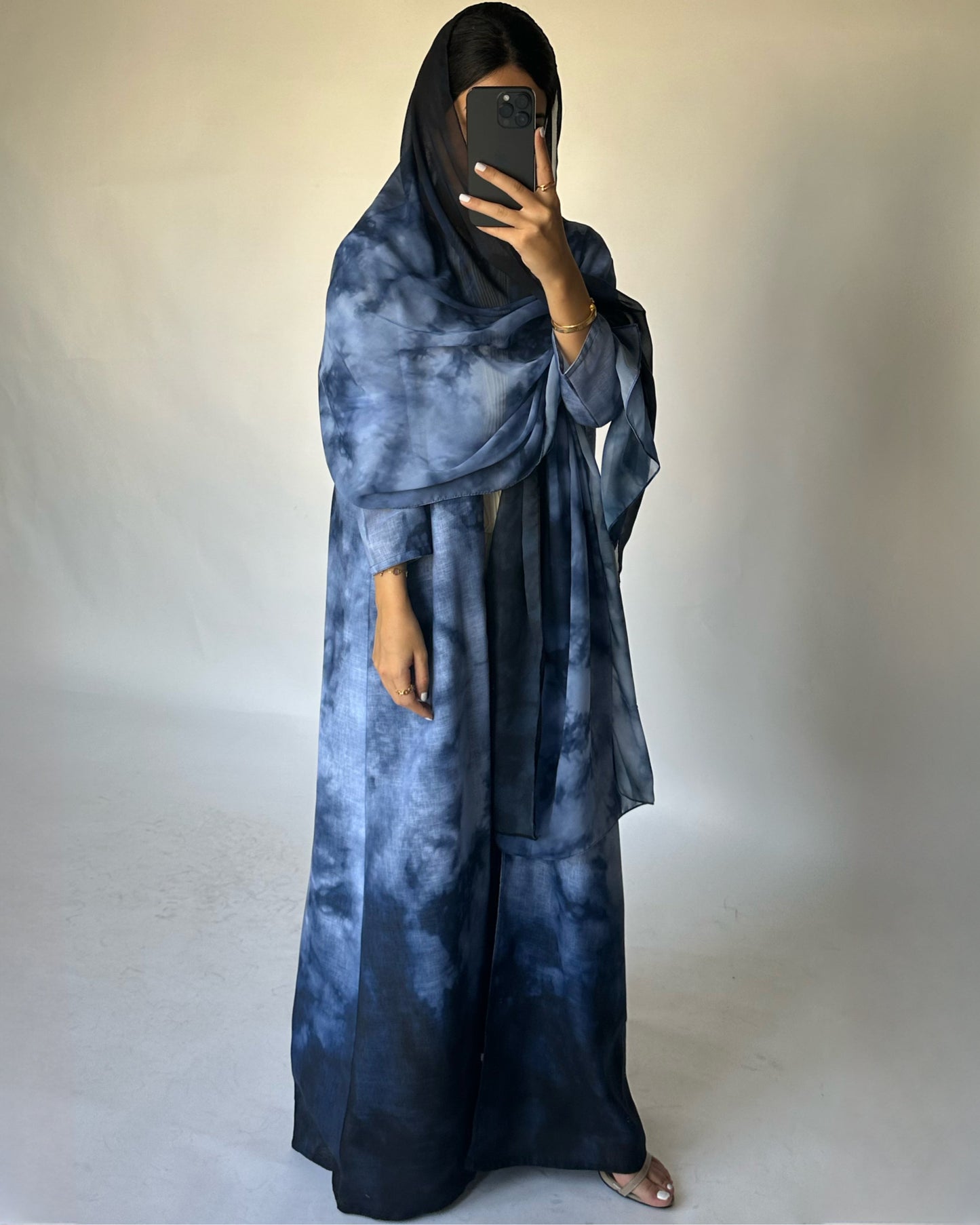 Blue Ombre Linen Abaya (READY TO SHIP)