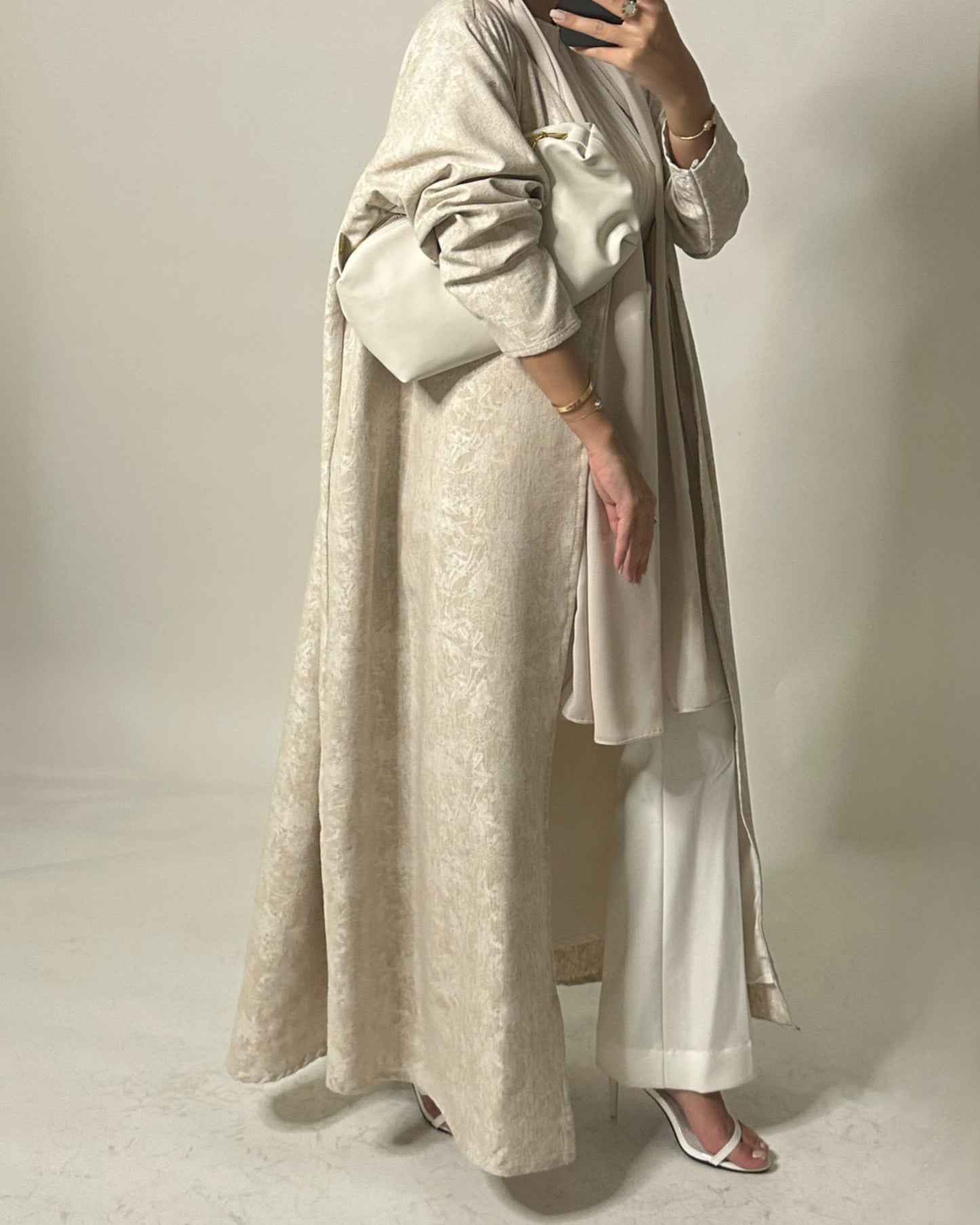 Cream Embroidered Abaya (READY TO SHIP)