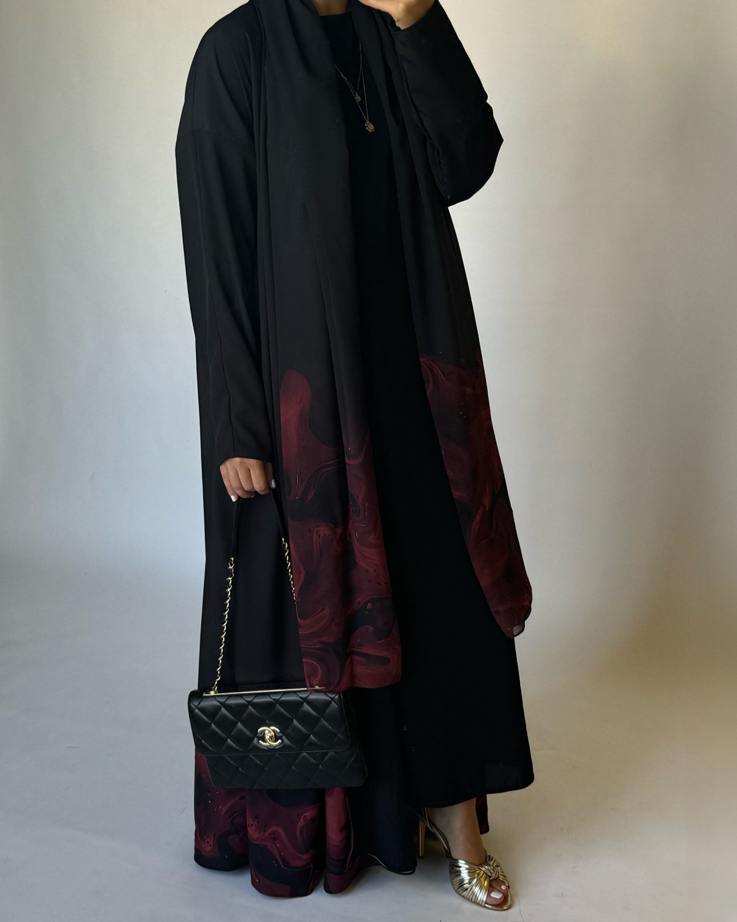 A228 - Black & Maroon Sea Abaya