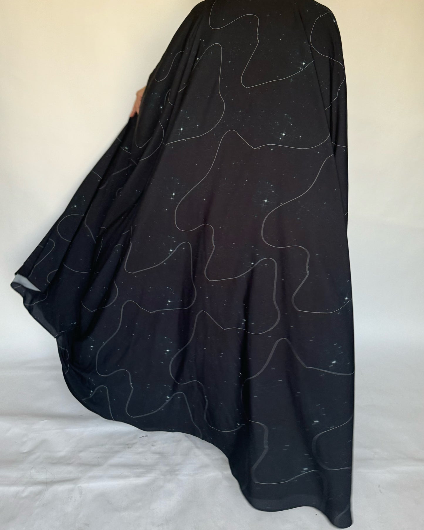 Black Space Abaya with a Hint of Blue (READY TO SHIP)