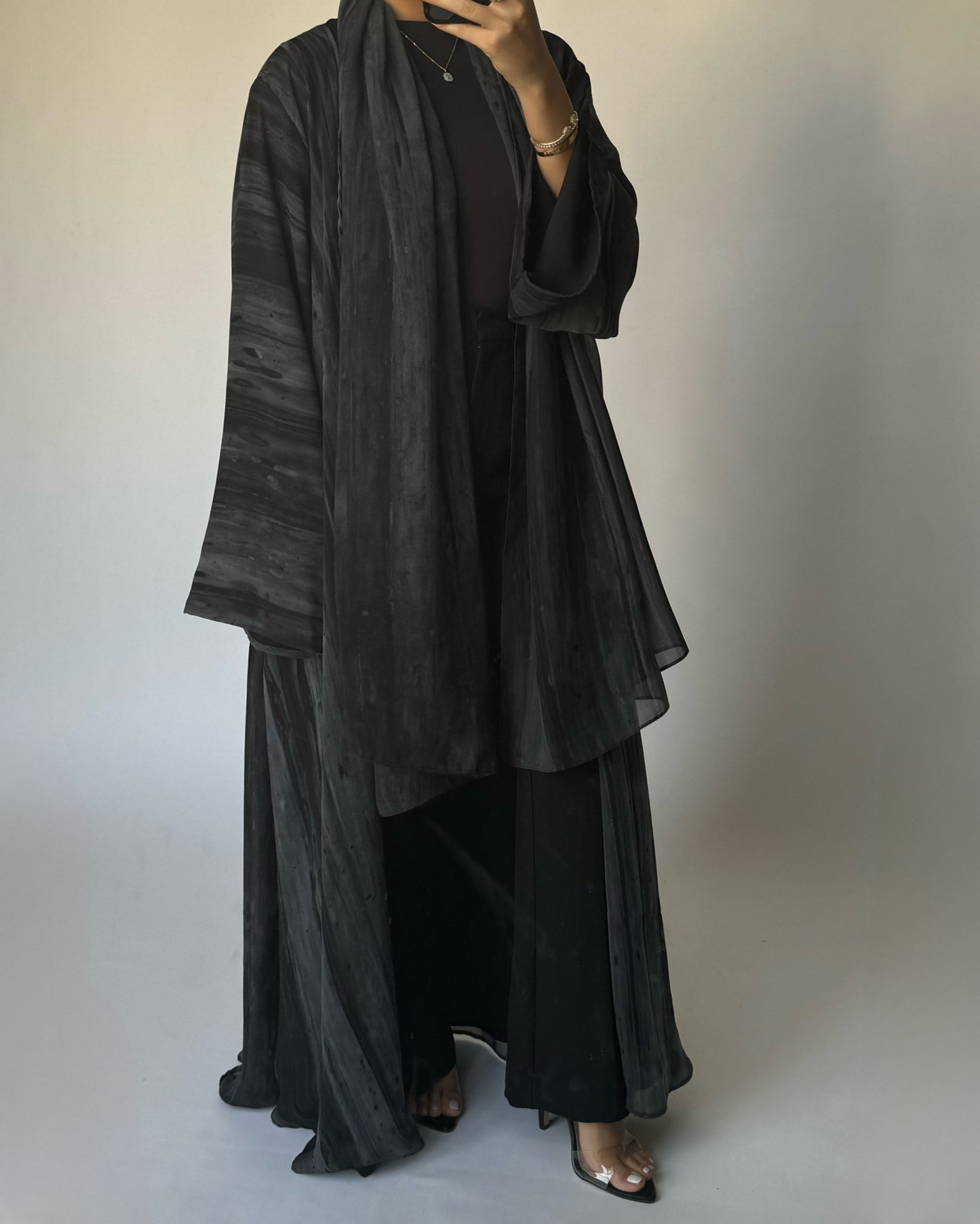 Gray Pattern Abaya (READY TO SHIP)