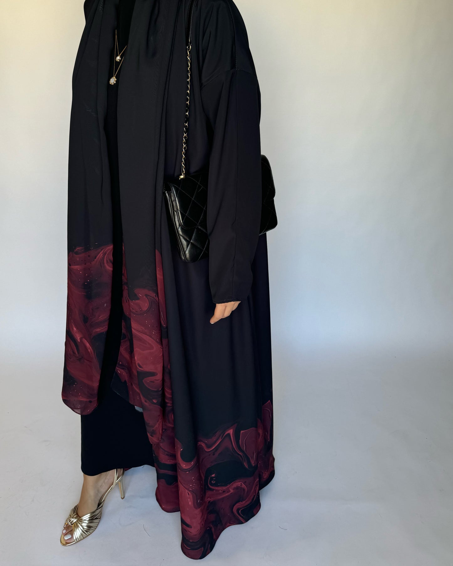 A228 - Black & Maroon Sea Abaya