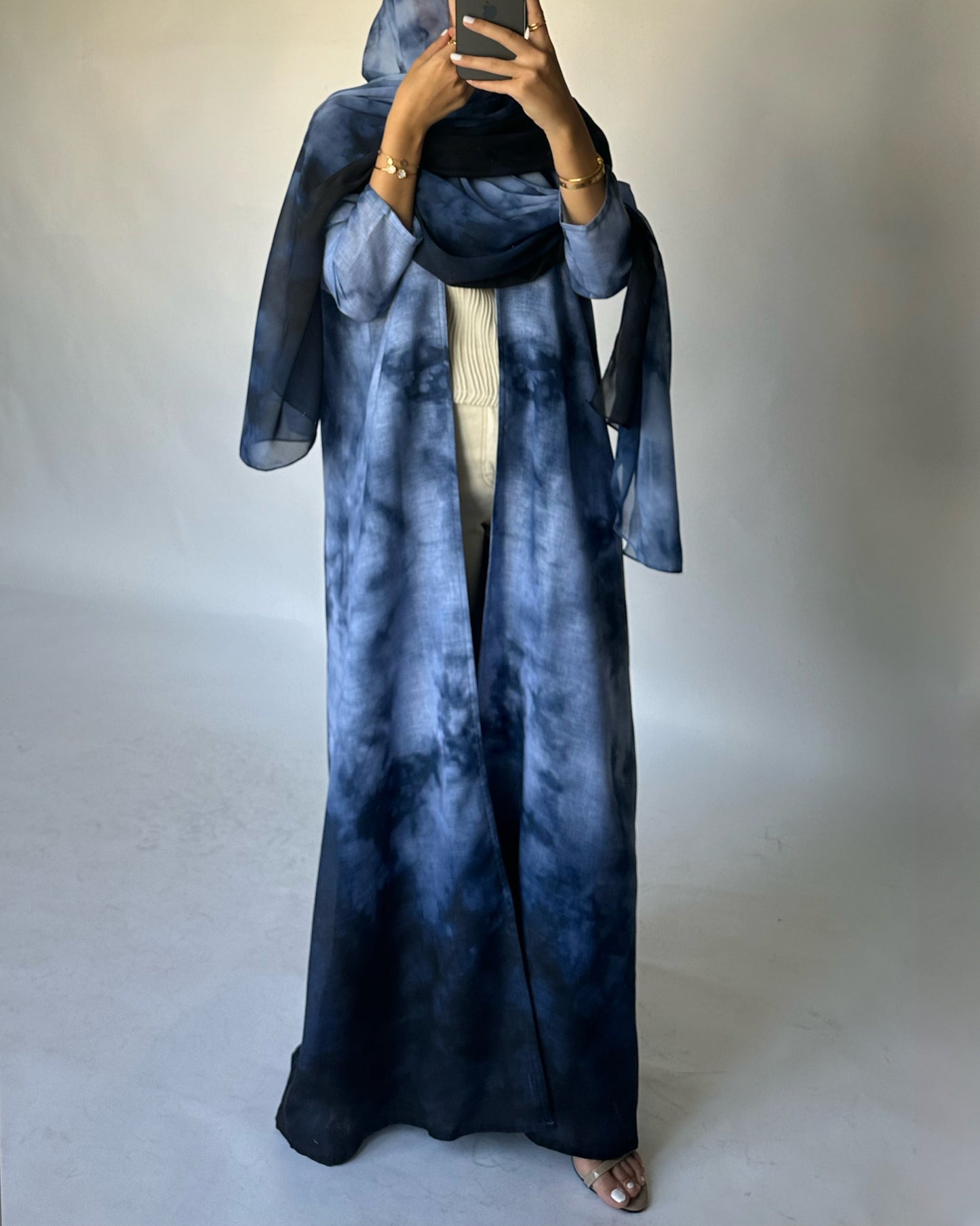 Blue Ombre Linen Abaya (READY TO SHIP)