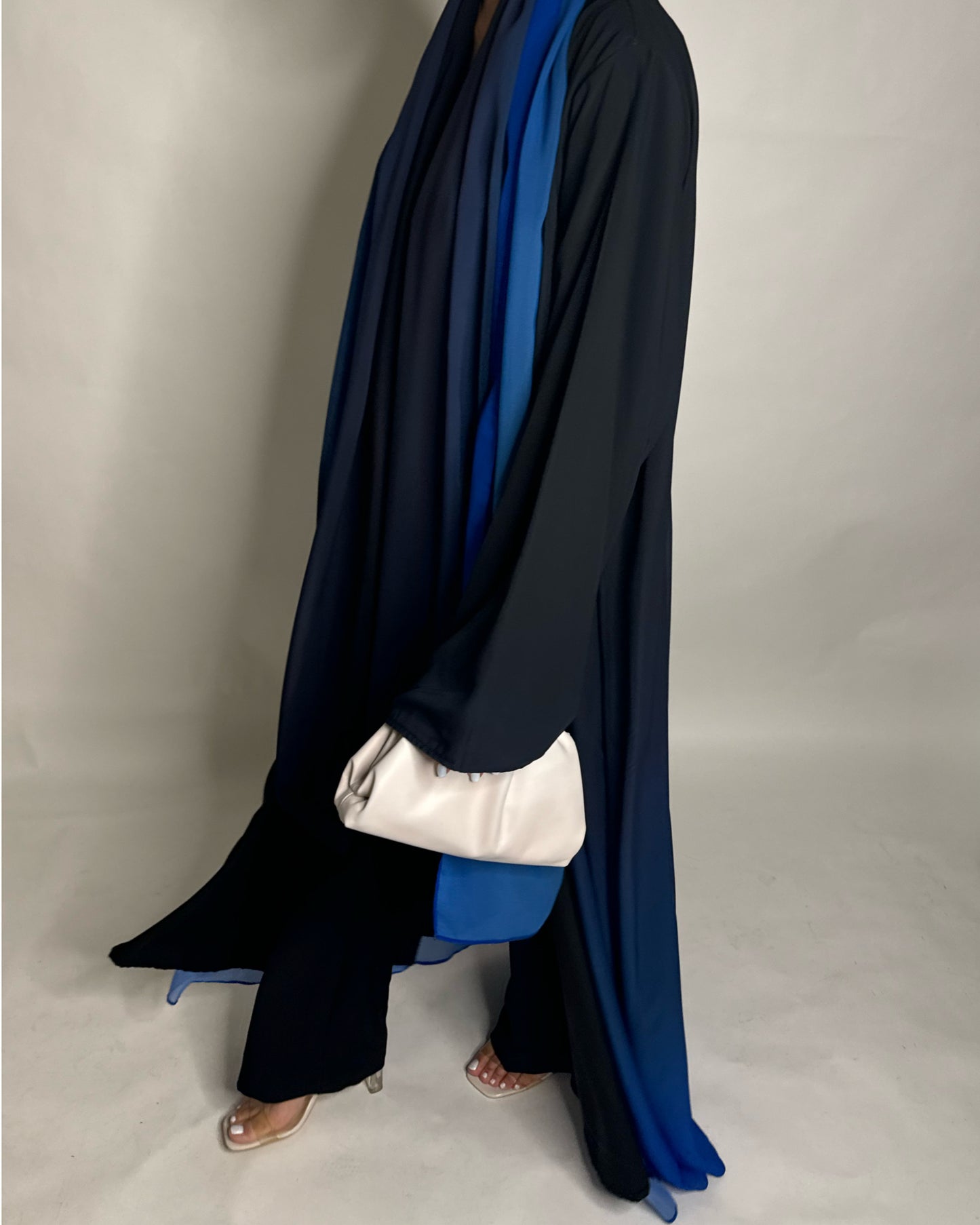 A182 - Black Blue Ombre Flowy Abaya