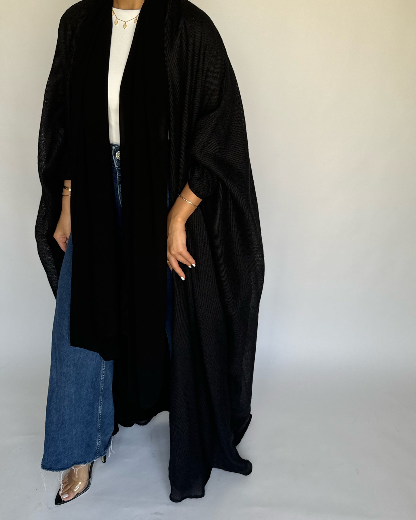 Summer Daily Black Weave Abaya (READY TO SHIP)