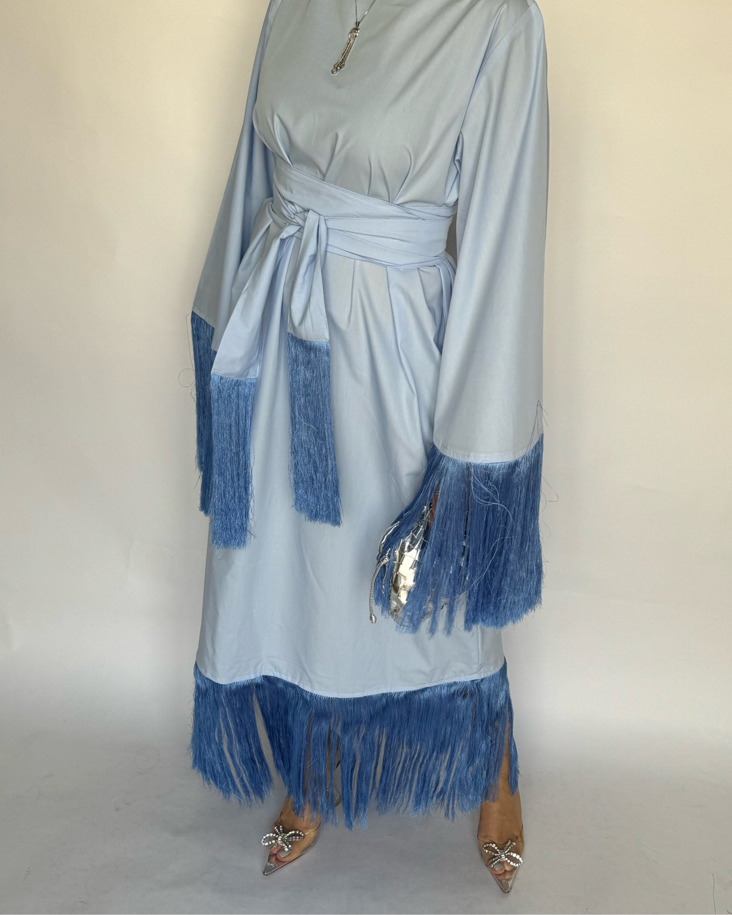 A169 - Light Blue Tassel Dress