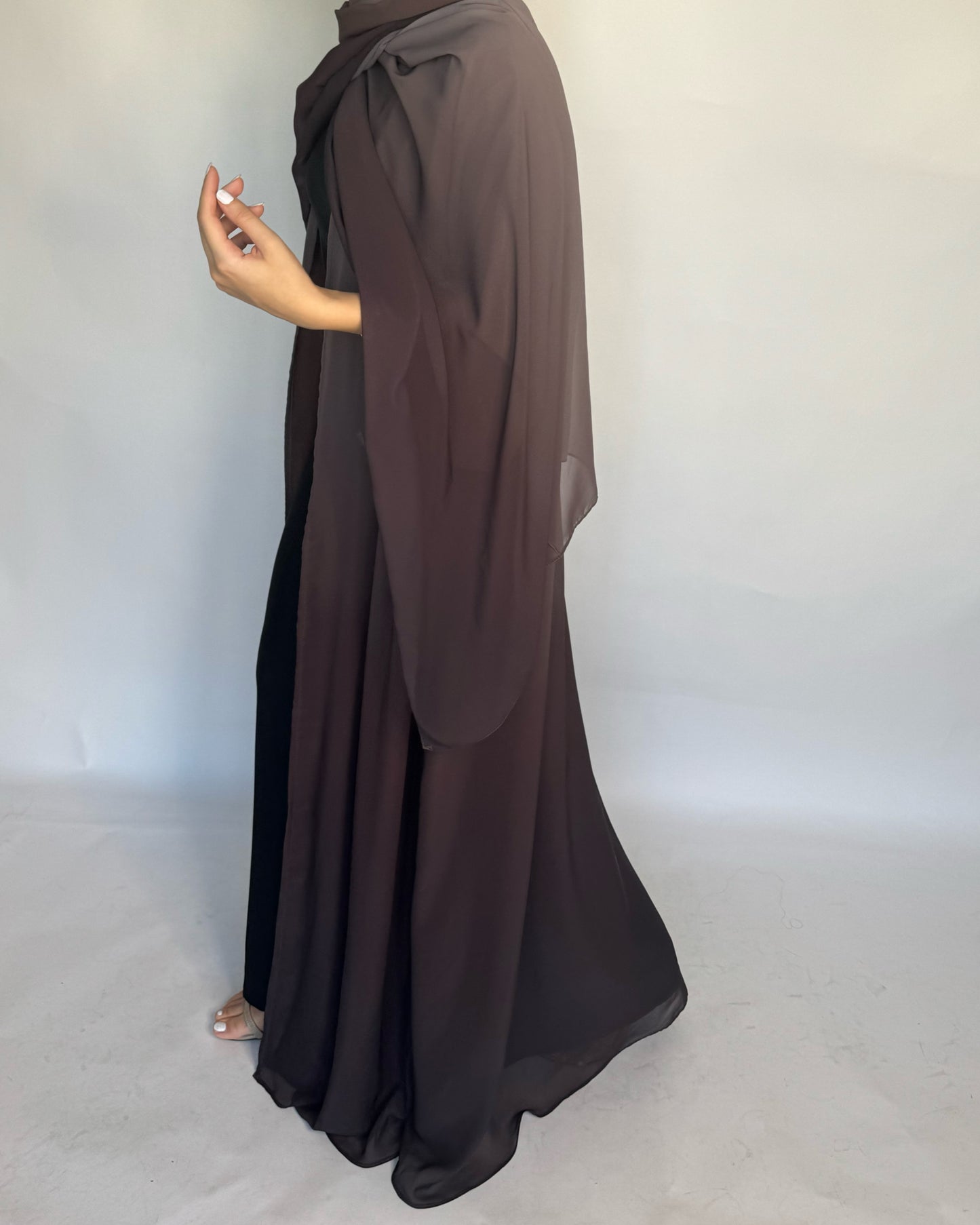 Shades of Brown Ombre Flowy Abaya (READY TO SHIP)