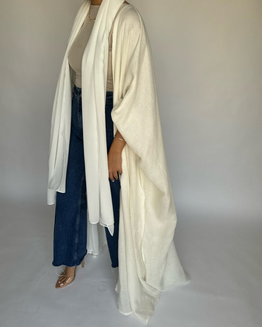 A221 - Summer Daily Off-White Weave Abaya