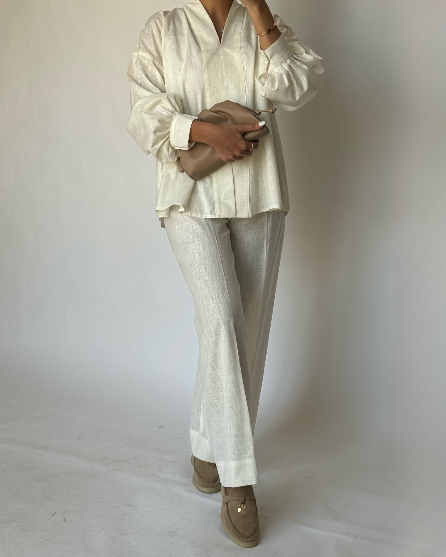 A194 - Off White Summer Linen Set