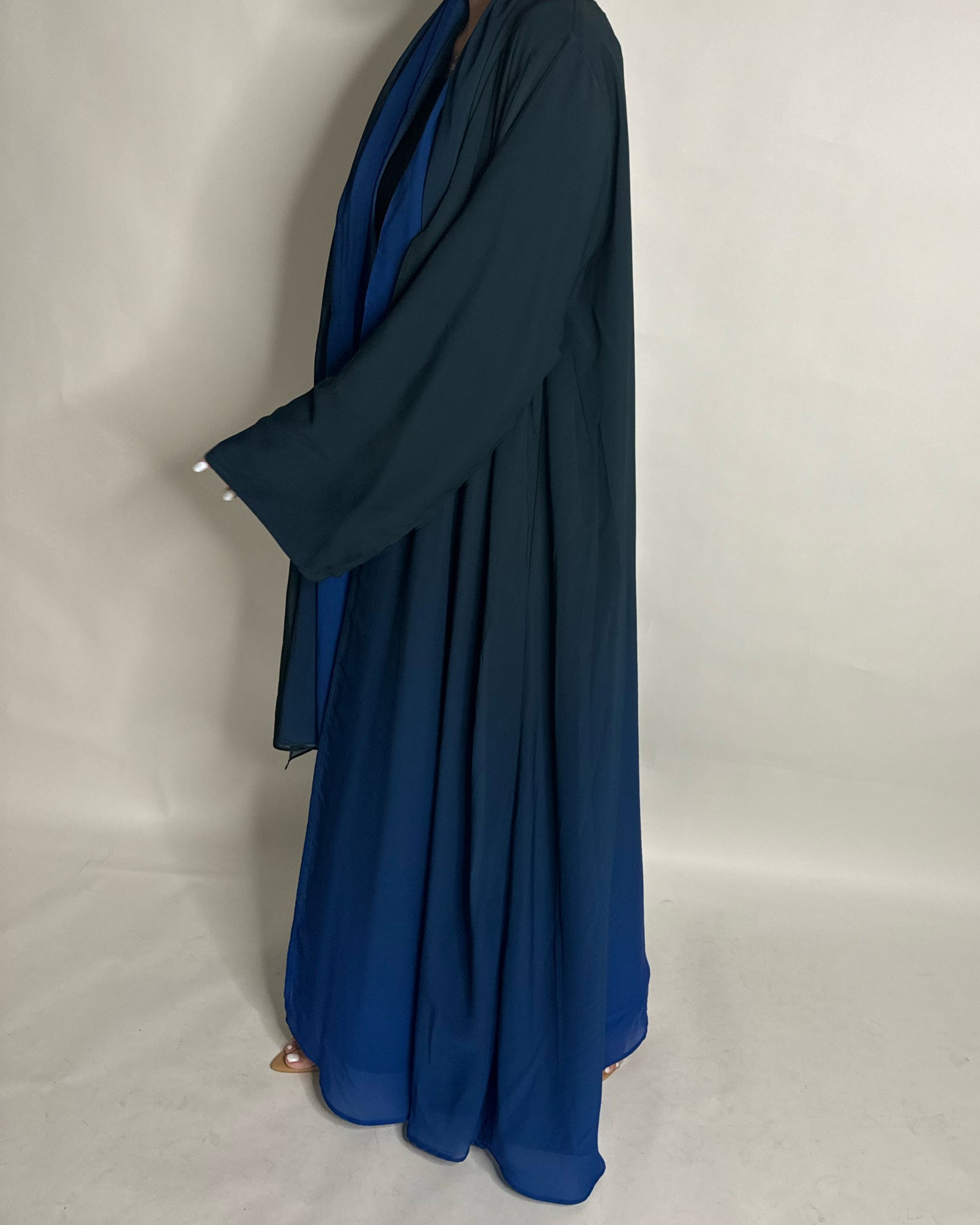 A178 - Green & Blue Ombre Flowy Abaya (READY TO SHIP)