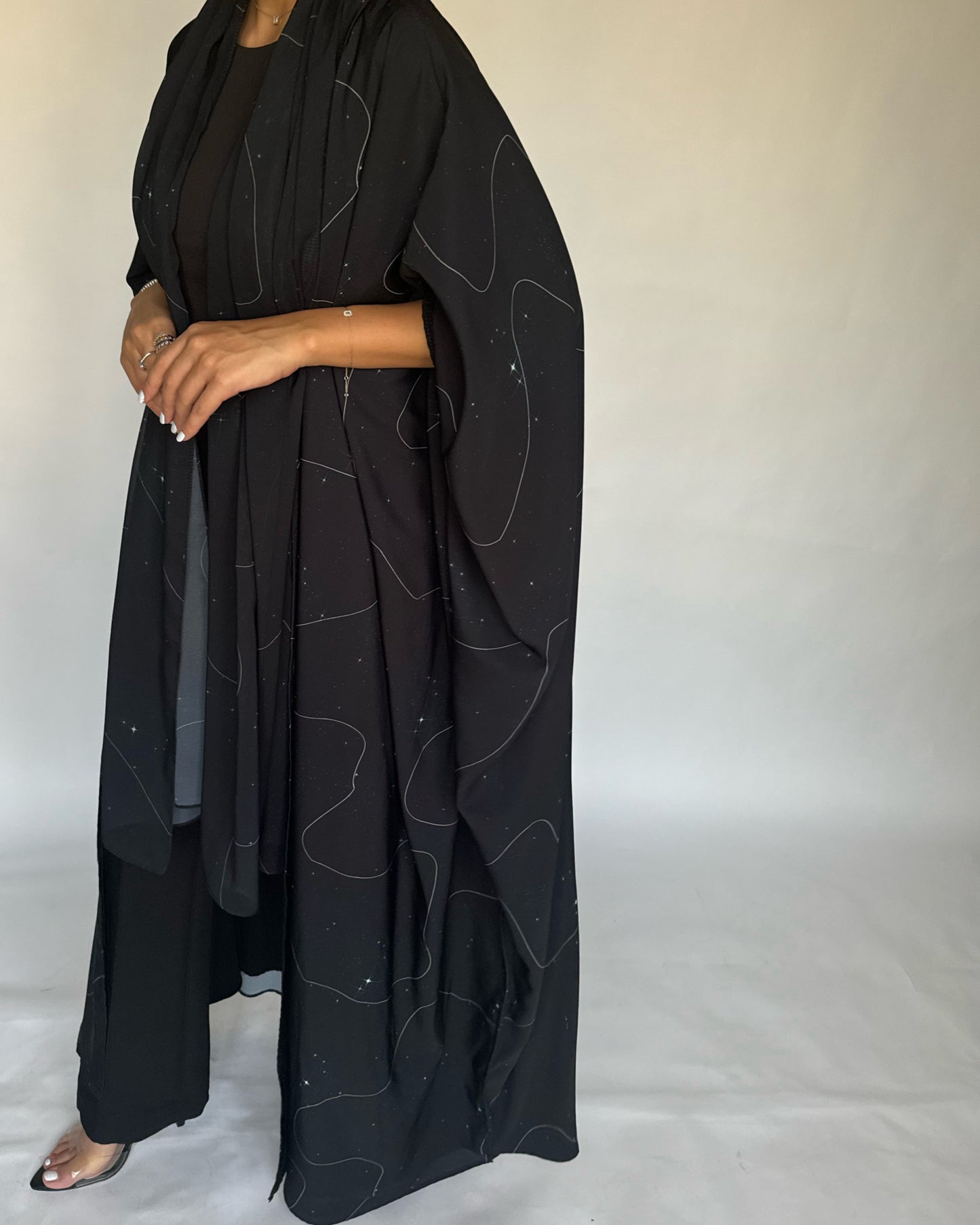 Black Space Abaya with a Hint of Blue (READY TO SHIP)