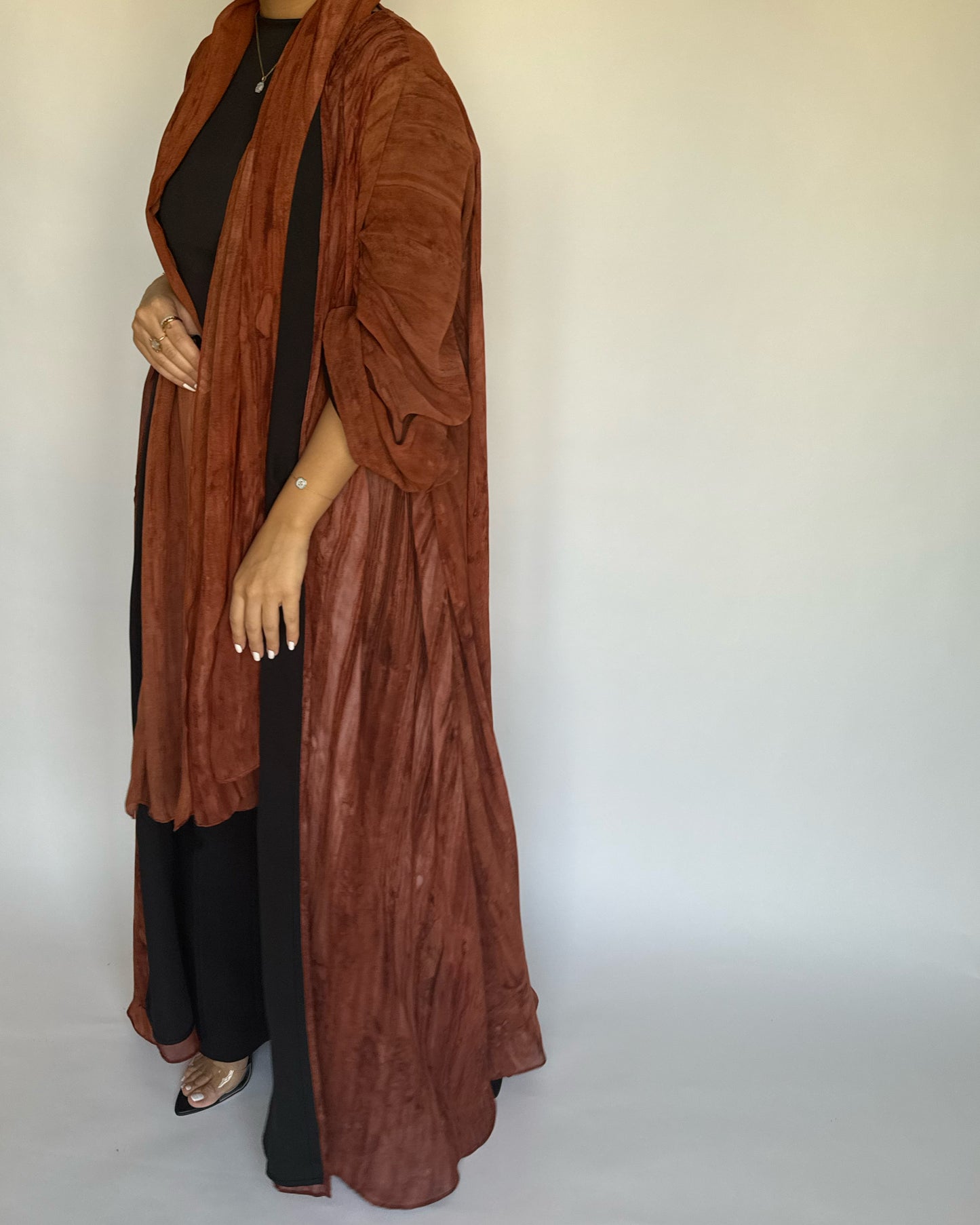 A218 - Burnt Orange Pattern Abaya