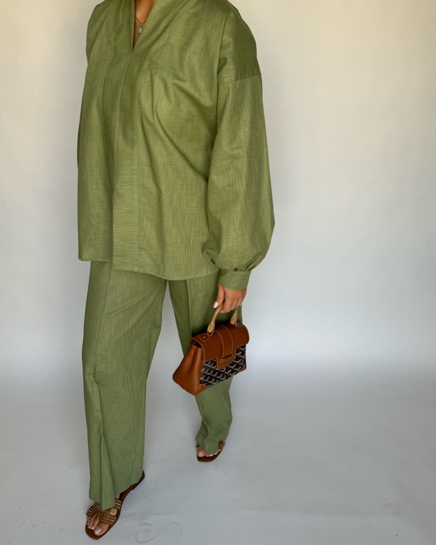 A205 - Green Summer Linen Set